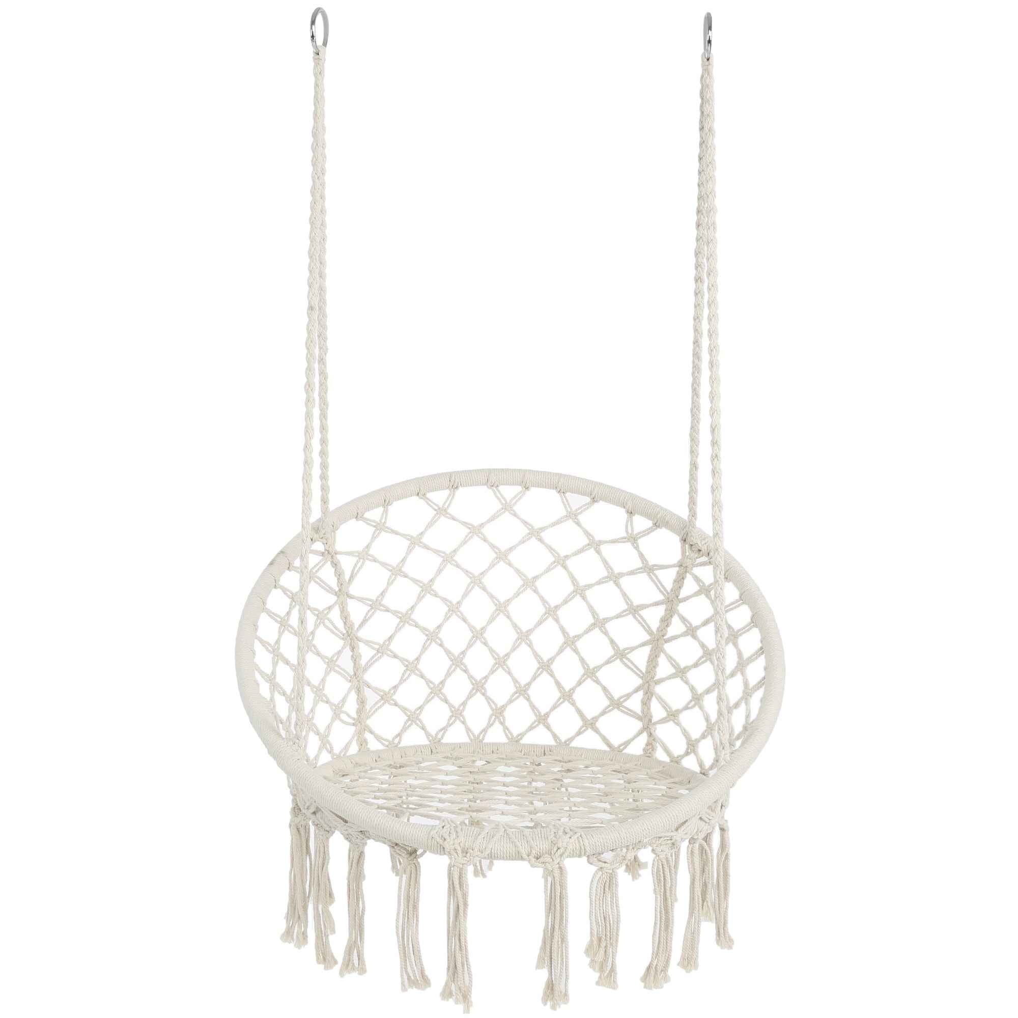 Macrame Hanging Hammock Chair, Cotton Rope Swing for Indoor and Outdoor Use, 330 lbs Capacity