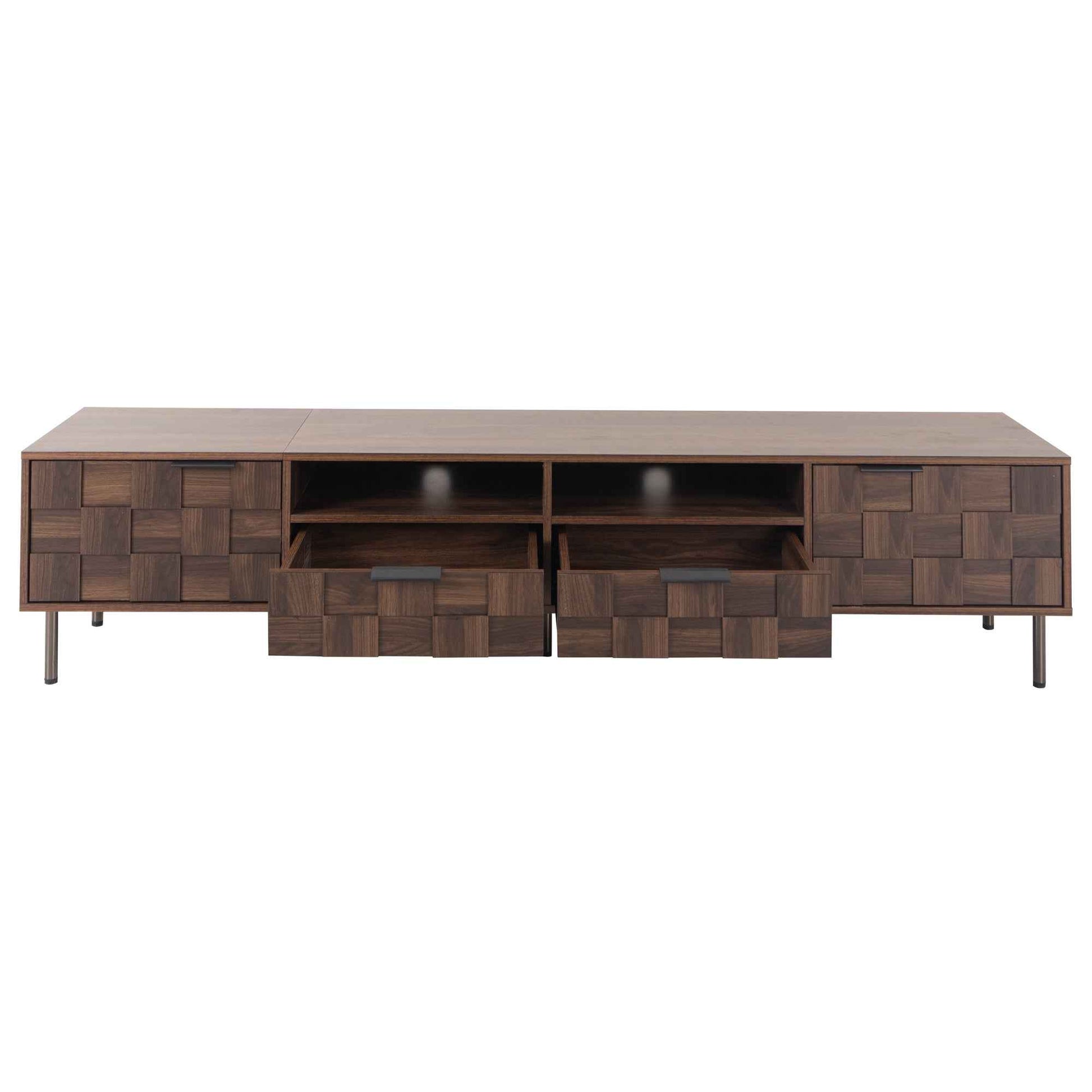 Mid Century TV Stand with 2 Drawers in Dark Brown, Media Console Table for TVs up to 85'', Made of Particle Board and MDF, 78.7'' x 15.7'' x 17.7''