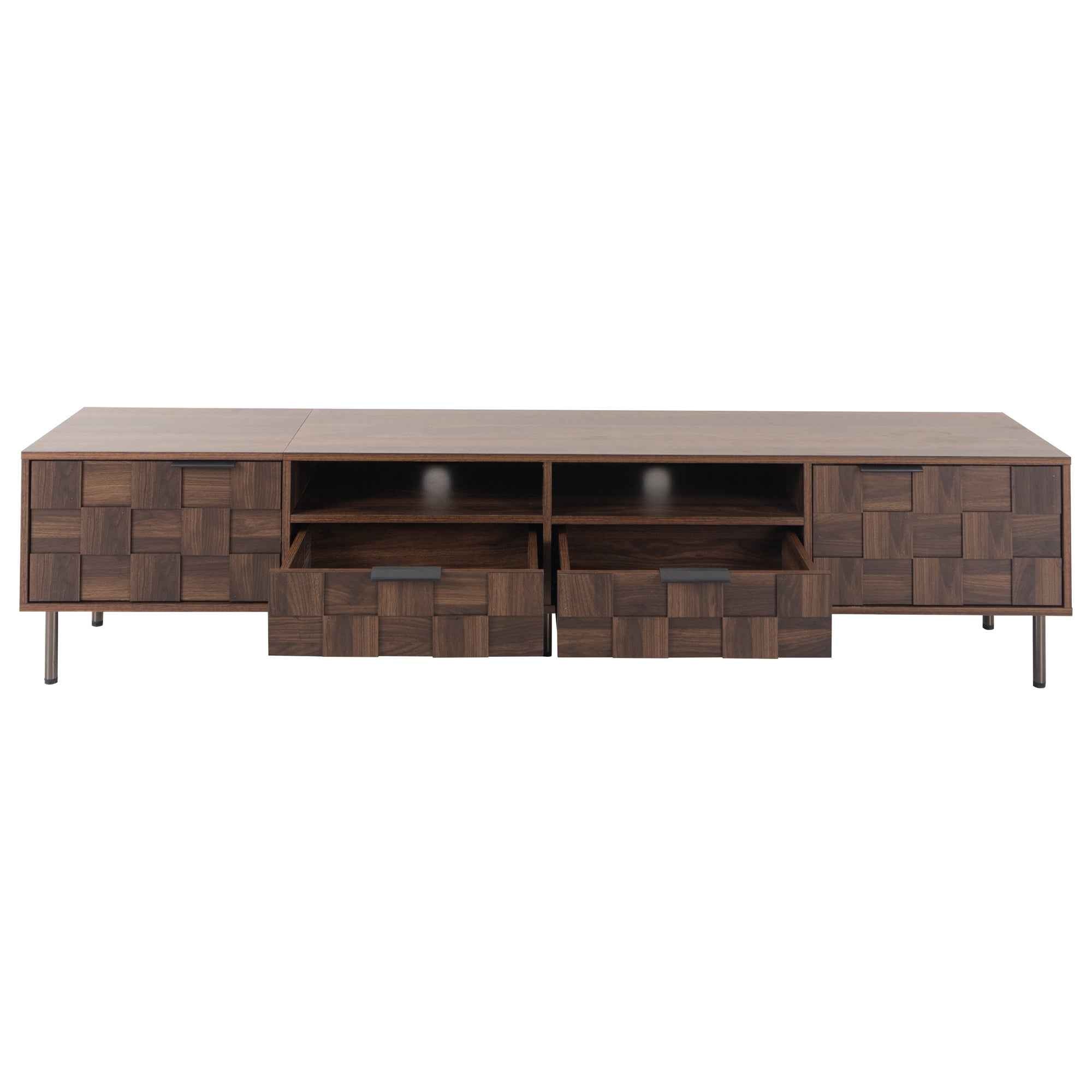 Mid Century TV Stand with 2 Drawers in Dark Brown, Media Console Table for TVs up to 85'', Made of Particle Board and MDF, 78.7'' x 15.7'' x 17.7''