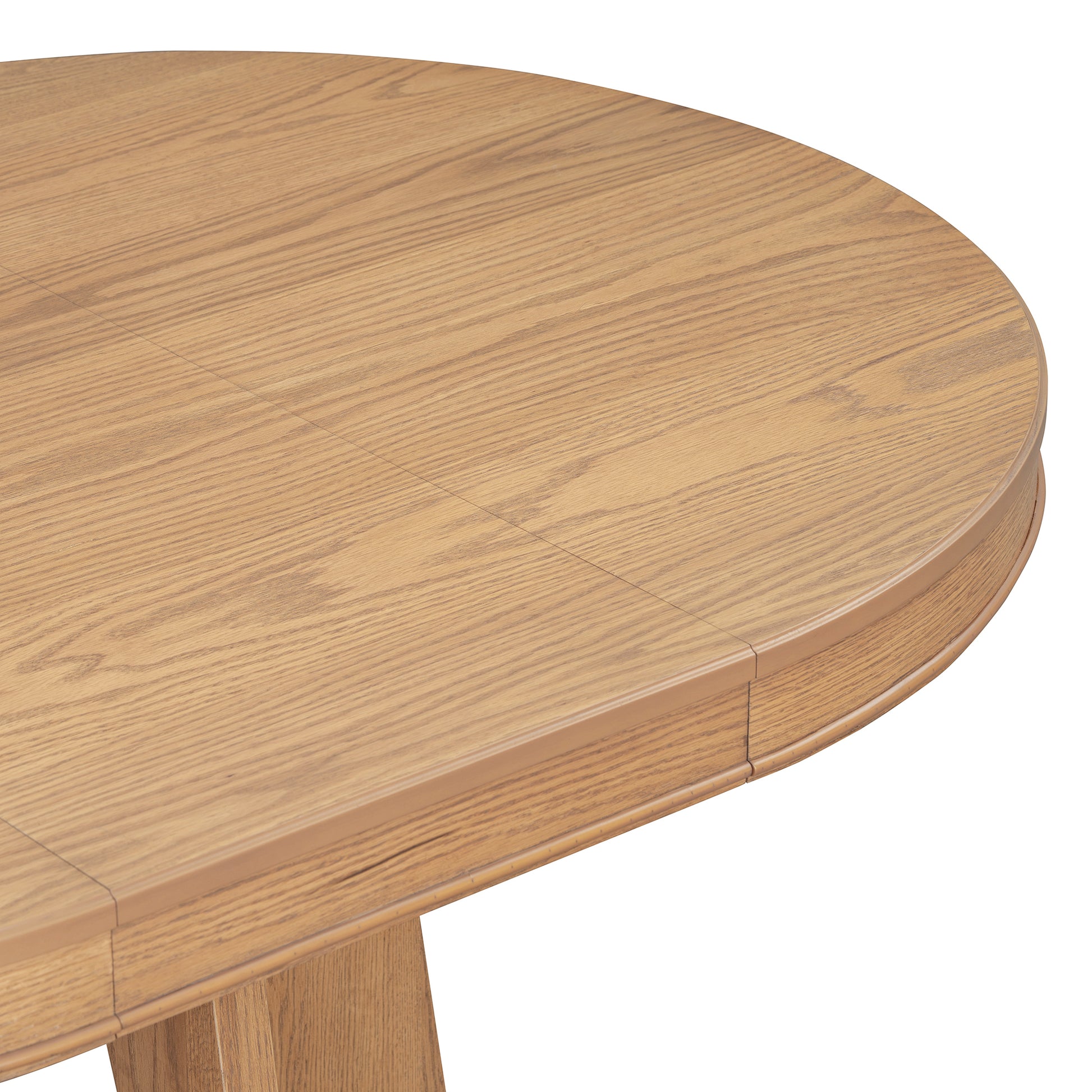 TREXM 5-Piece Retro Rustic Functional Dining Set Unique Geometric Design, 1 Extendable Table with a 16-inch Leaf and 4 Upholstered Chairs Ideal for Dining Room and Kitchen (Natural) - Abrihome