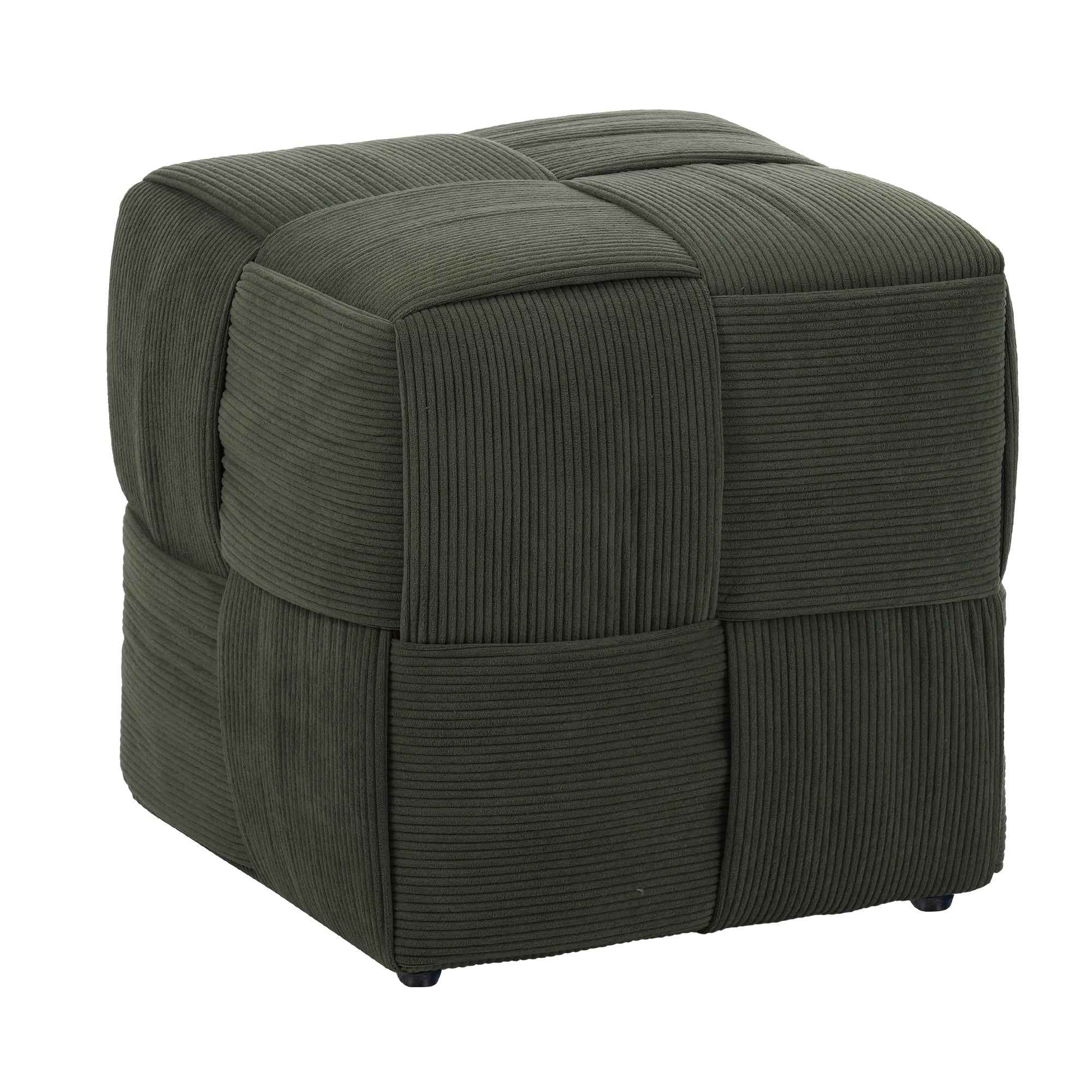 Ottoman Foot Rest Soft and Comfortable Ottoman Square Corduroy Woven Design Sofa Stool (Green)