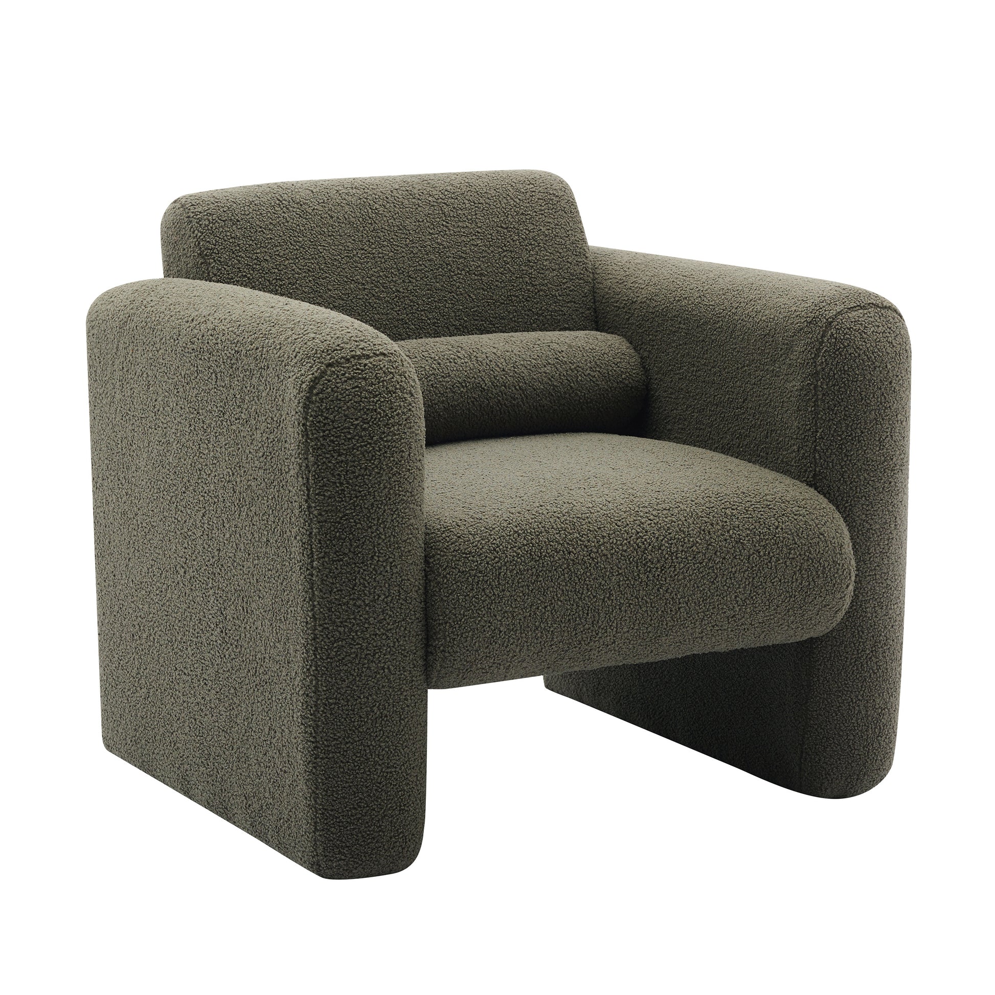 Modern Accent Chair Lambskin Sherpa Fabric Upholstered Comfy Reading Arm Chair Seaweed Green - Abrihome