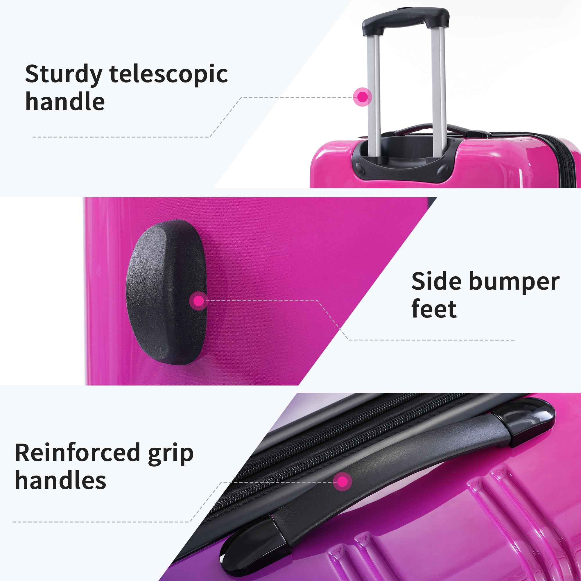 Gradient Color Expandable Hardshell Luggage Set with Spinner Wheels and TSA Lock, 20' 24' 28' Available, Purple and Pink