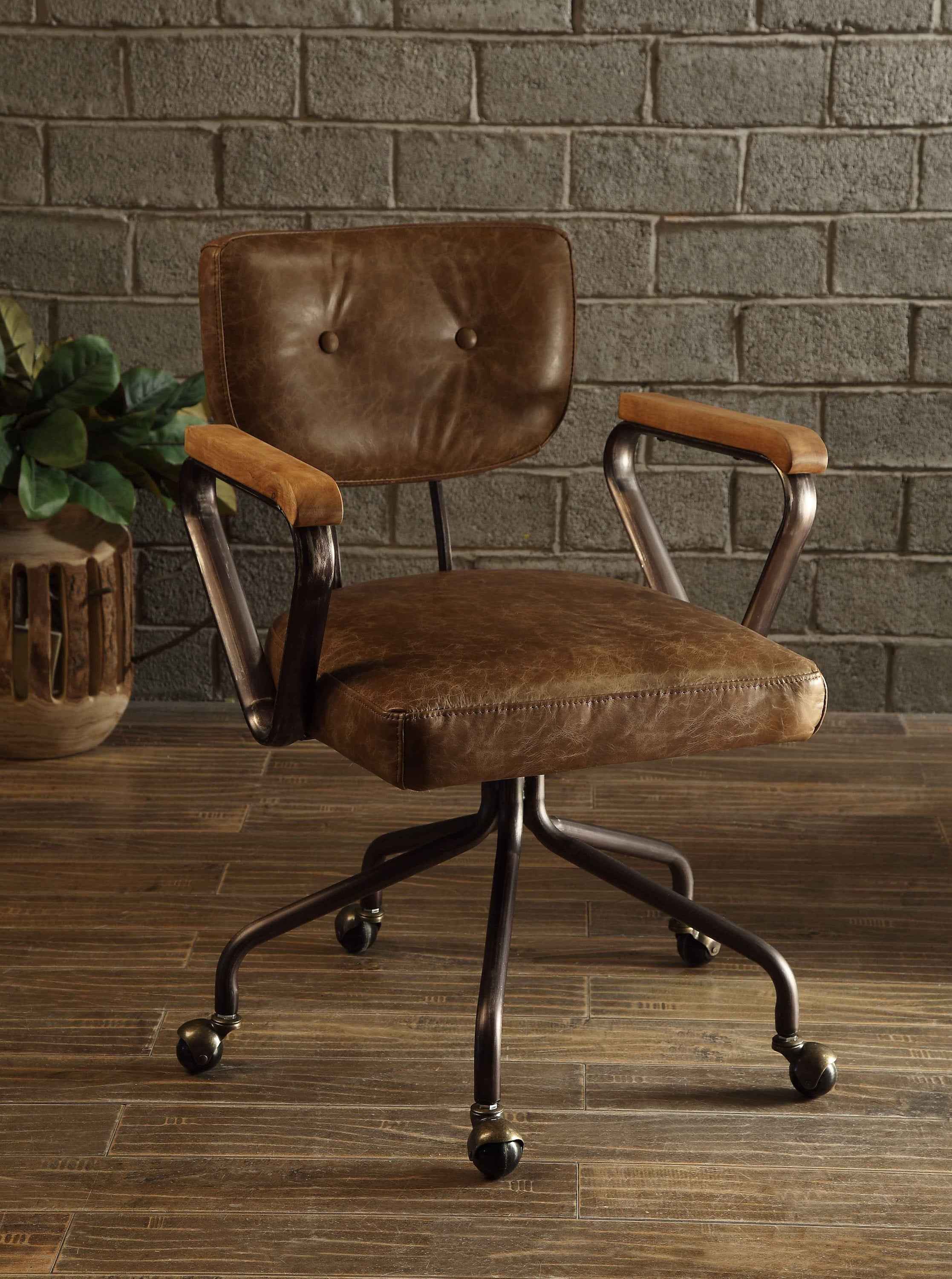 Hallie Vintage Whiskey Top Grain Leather Office Chair