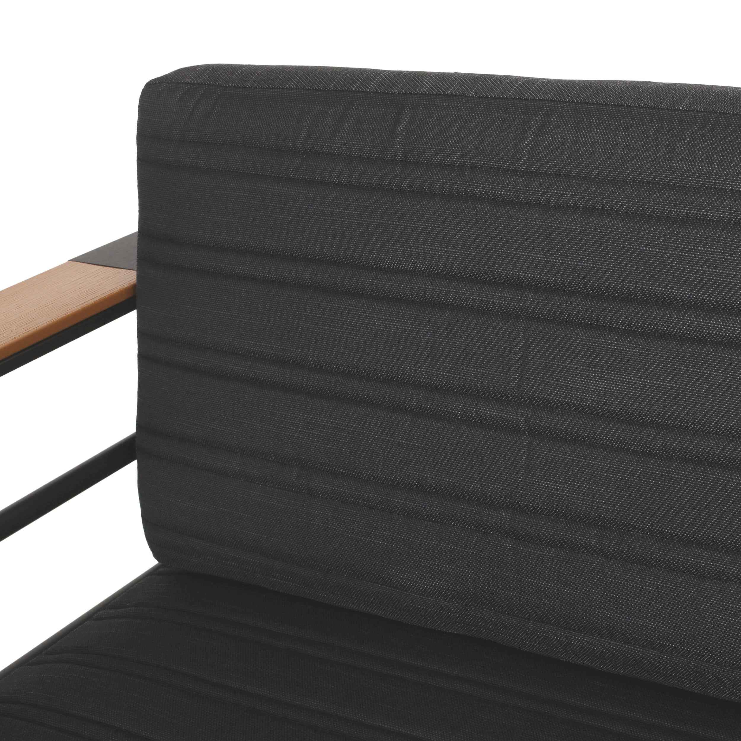 Giovanna Club Chair Set with Aluminum Frame and Water-Resistant Cushions in Black