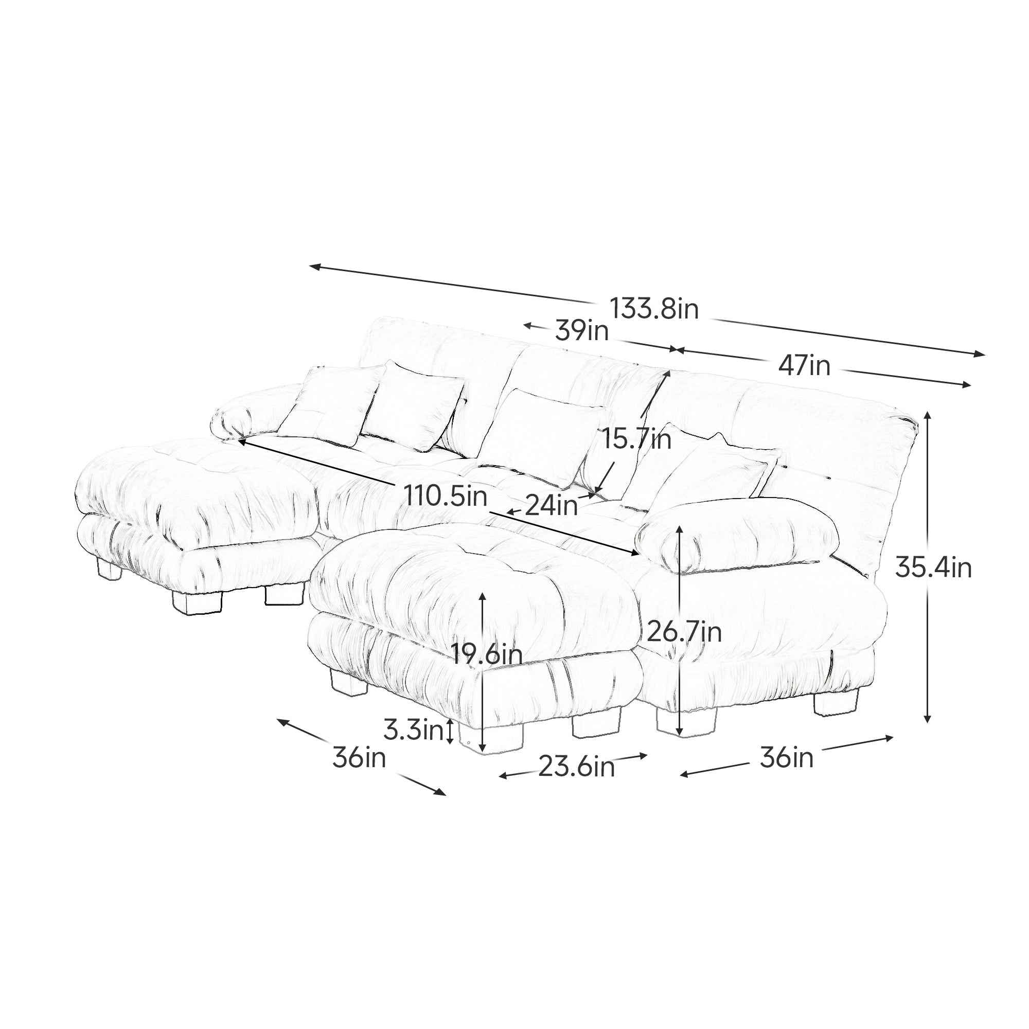 Luxury Modular Sectional Sofa Couch - Oversized U Shaped Cloud Couch for Living Room,Deep Seat Sofa Couch with 2 Ottomans ,Chenille Green