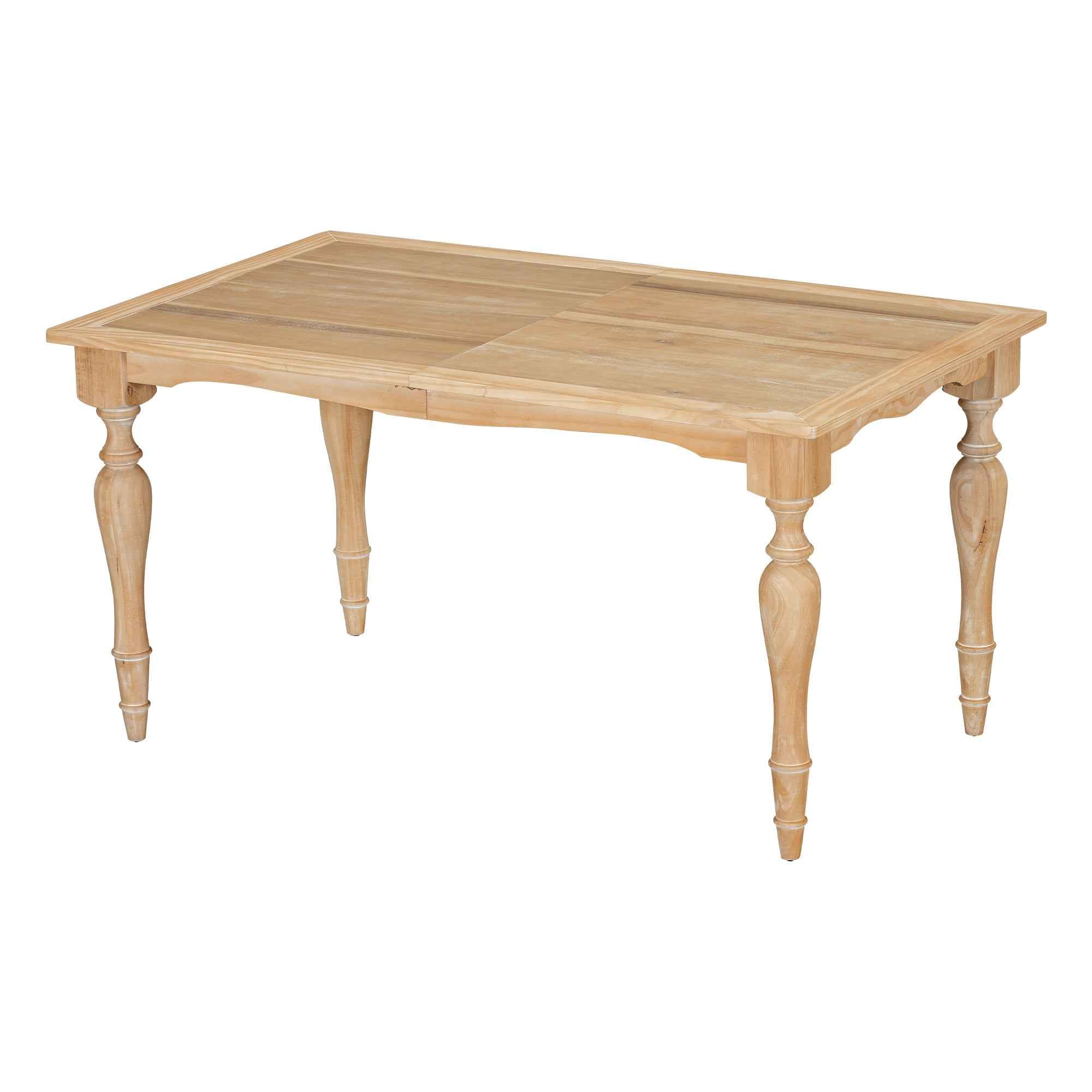 TOPMAX Vintage Traditional 82.7inch Extendable Dining Table with 23.6inch Removable Leaf, Natural