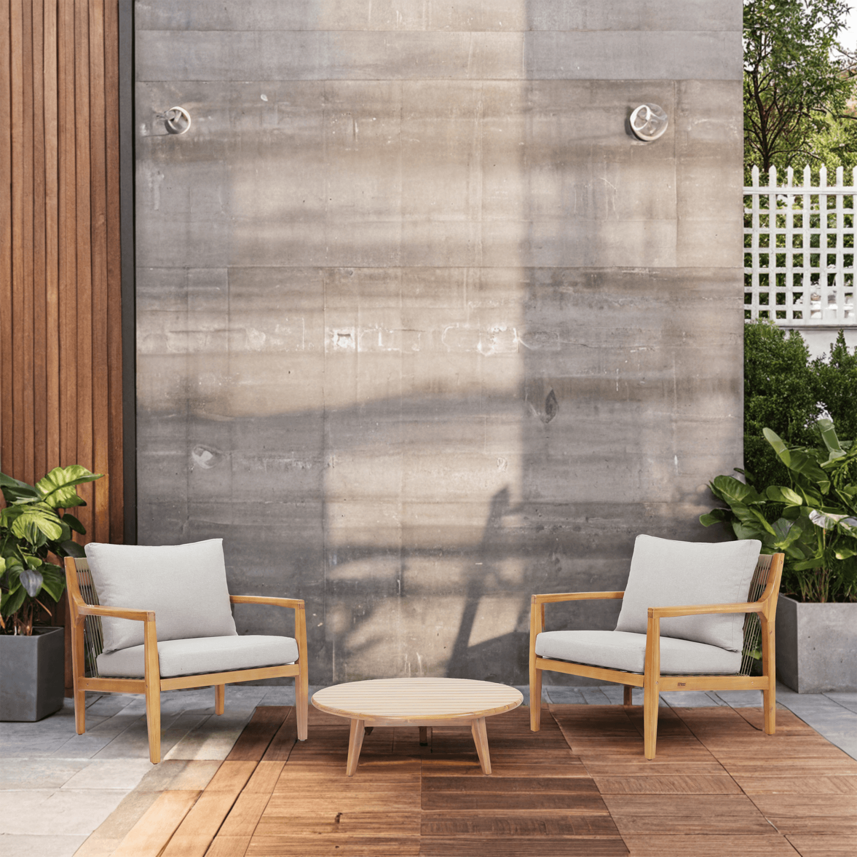 3-Piece Rustic Acacia Wood Outdoor Set – 2 Chairs & Coffee Table(PAS-2513-SC*2+TA) - Abrihome