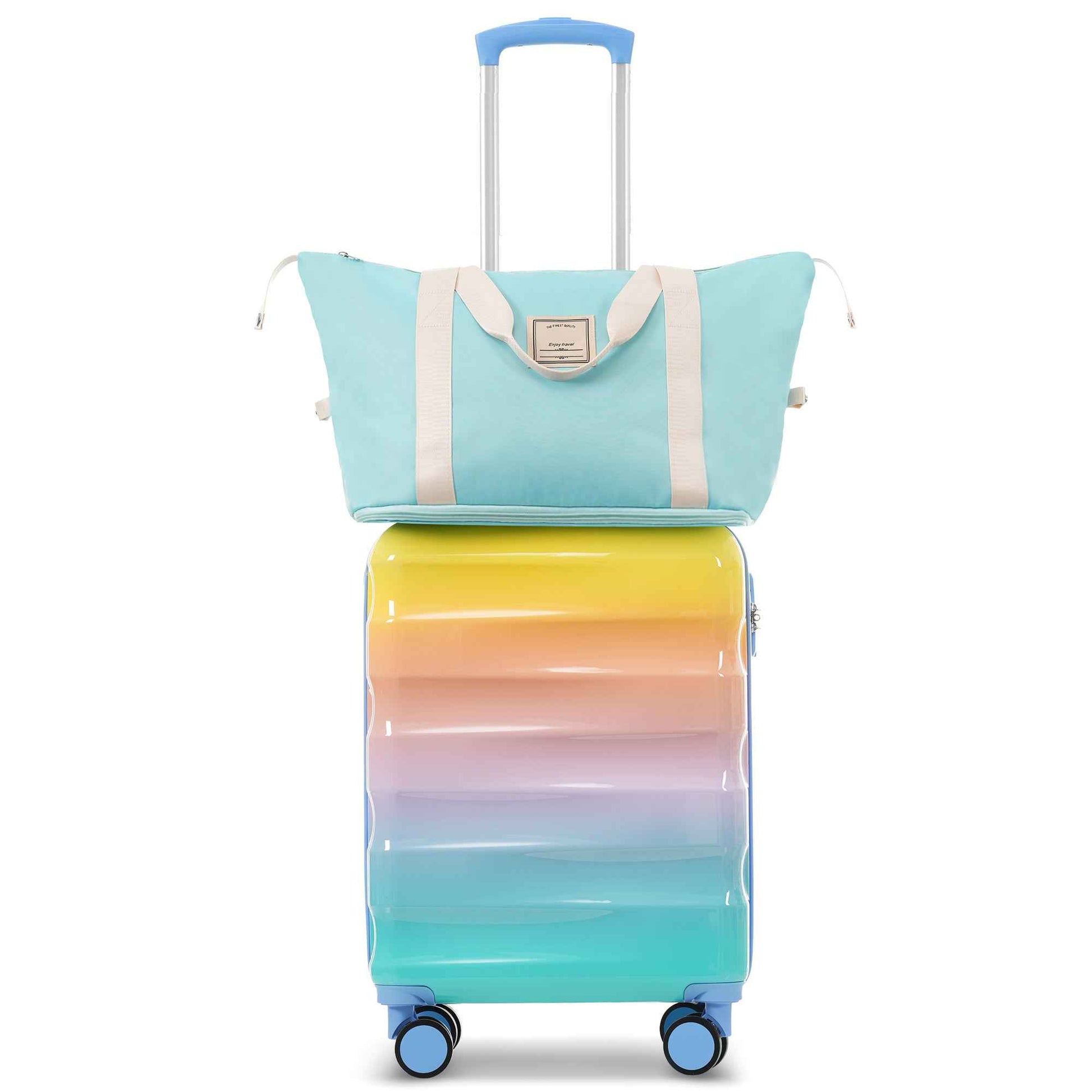 20' Carry-on Luggage with Cup Holder – Lightweight Glossy Hardshell Suitcases with Spinner Wheels, TSA Lock, Airline Approved, 2 Piece Set