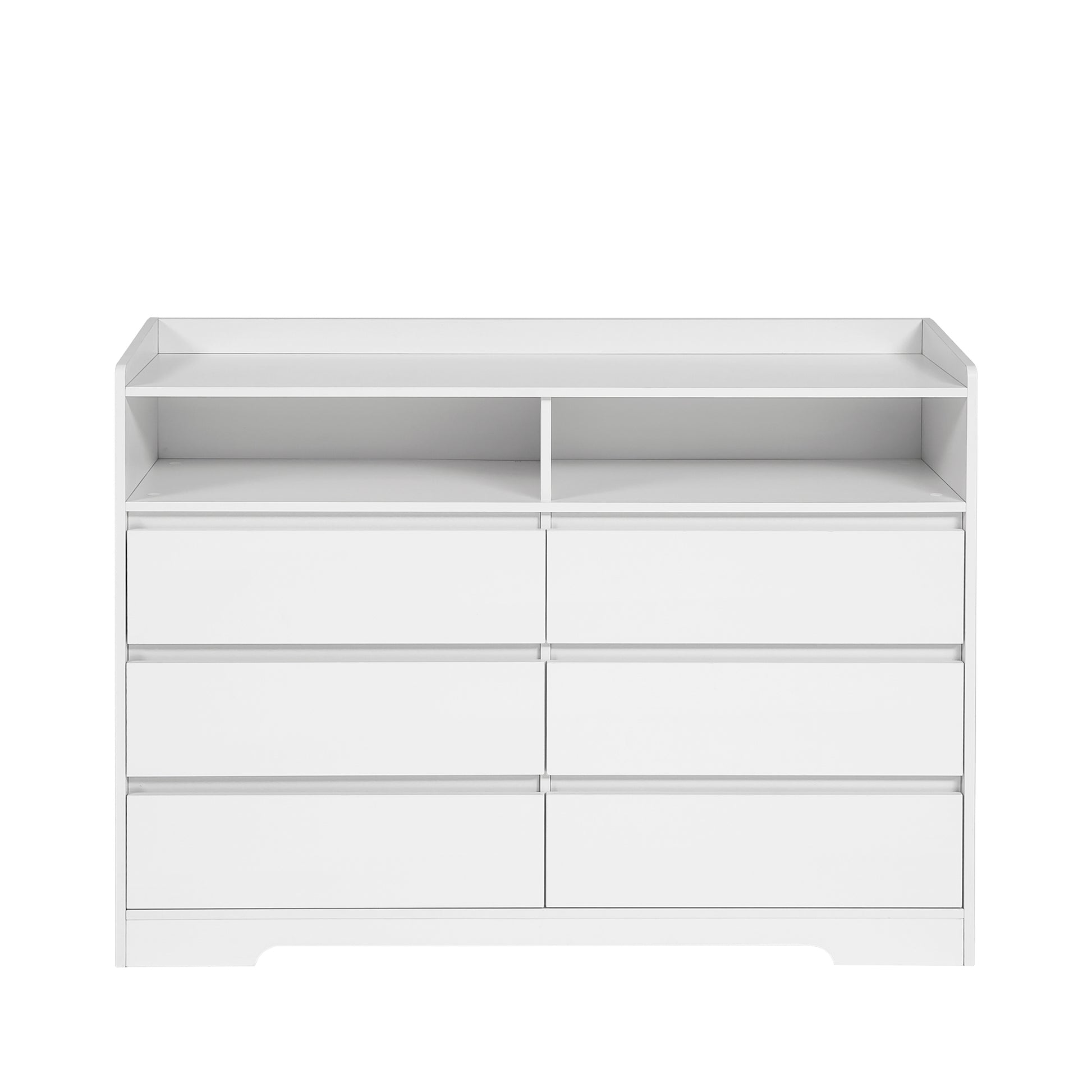 6 Drawer Dresser, White Dresser for Bedroom with LED Lights, Modern Dressers & Chests of Drawers with Sturdy Frame for Living Room, Entryway, Hallway - Abrihome