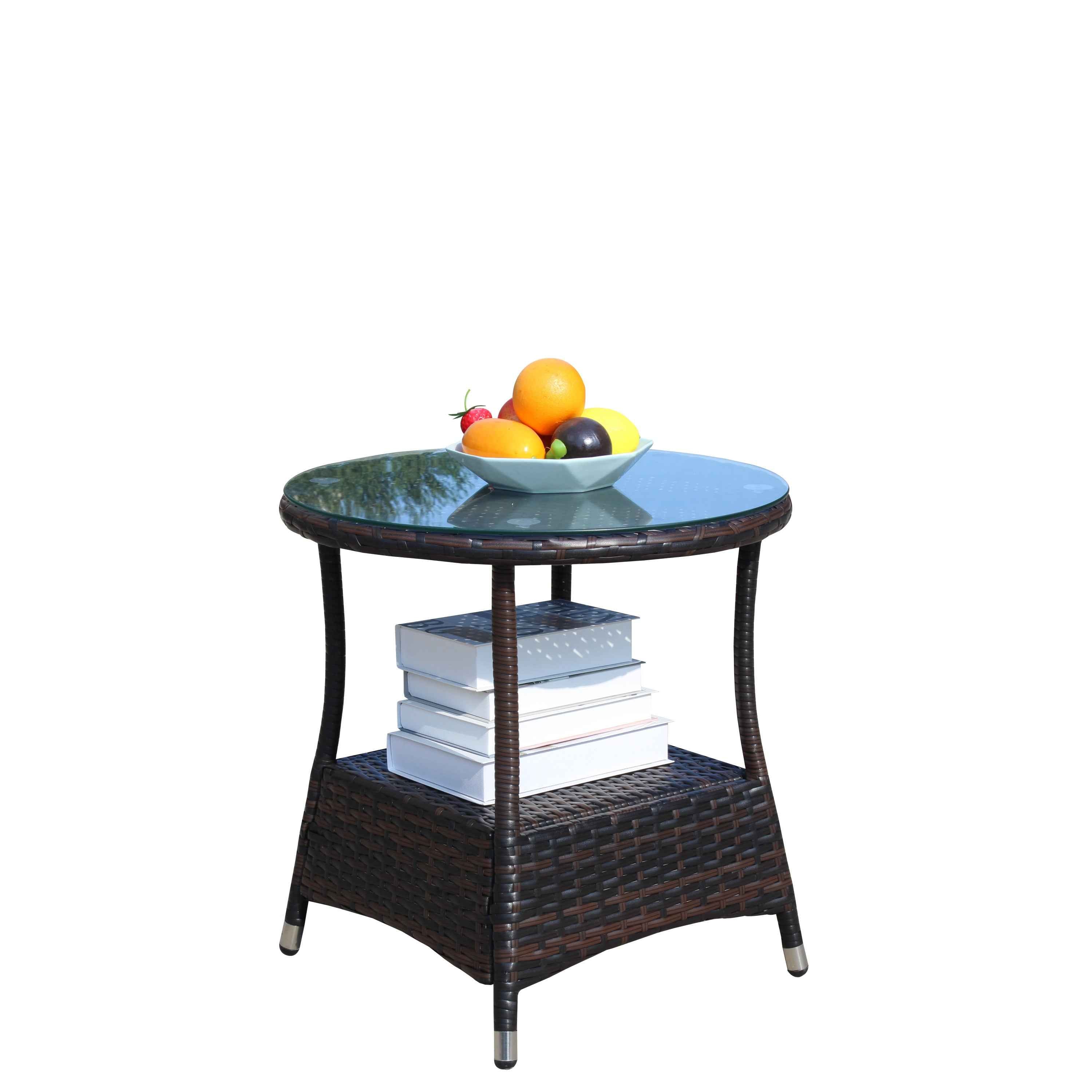 Outdoor patio Furniture 1 Round Coffee Table with clear tempered glass