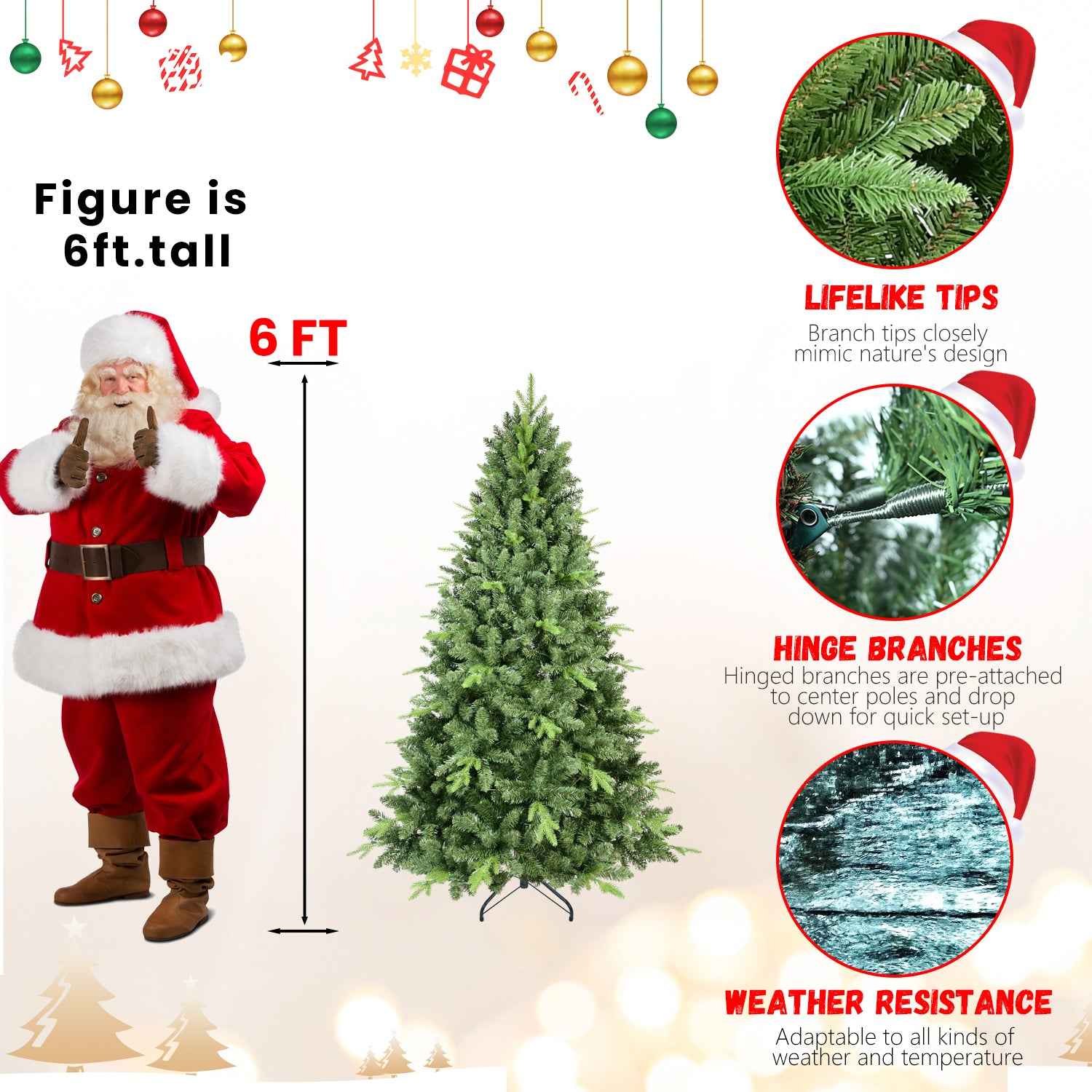 4FT Classic Christmas Tree with 636 PE+PVC Tips – Realistic Hinged Branches, Easy Assembly, Stable Metal Stand, Full Natural Look for Holiday Decorating