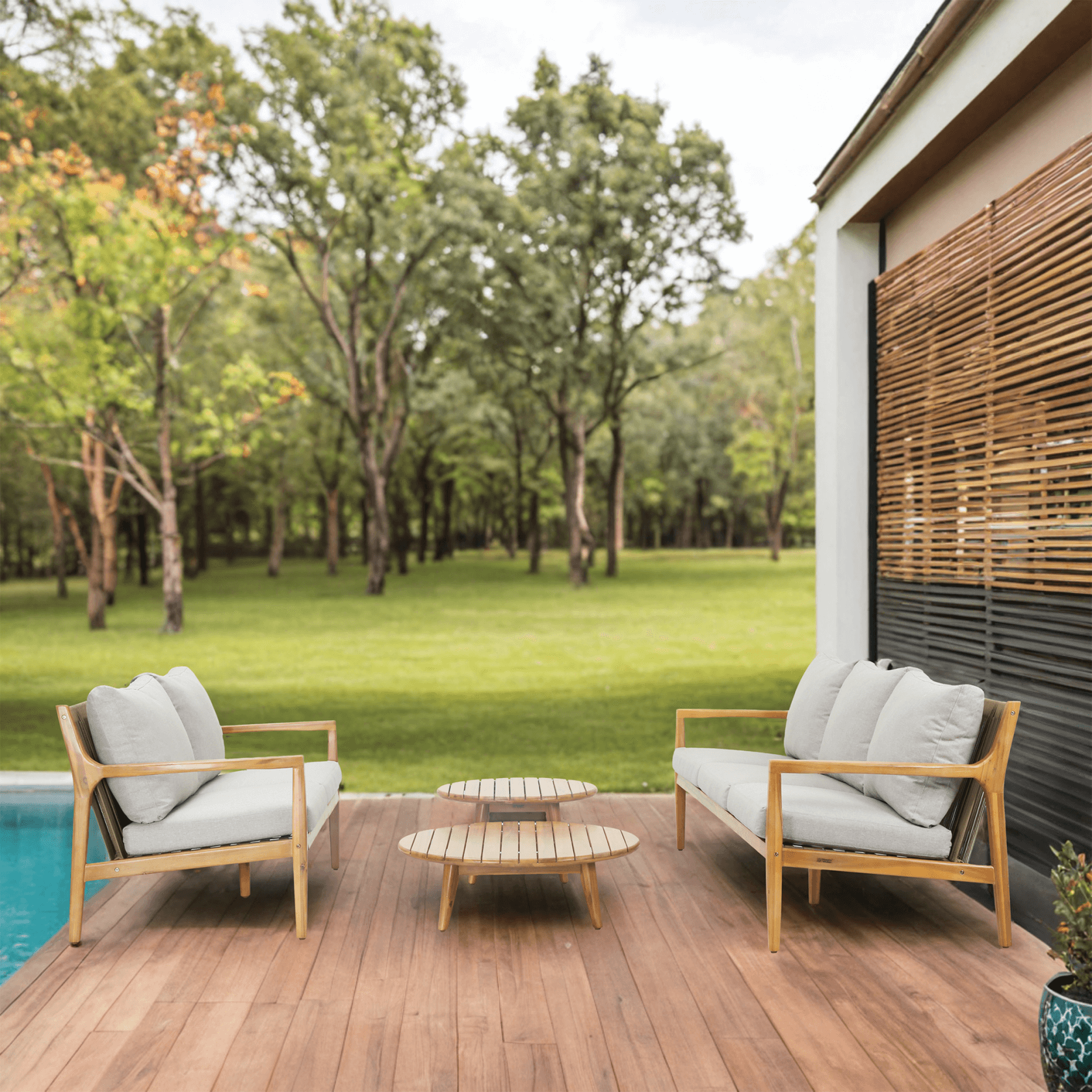 4-Piece Outdoor Furniture Set in Natural Acacia Wood (PAS-2513-3SC+2SC+TA+ST) - Abrihome