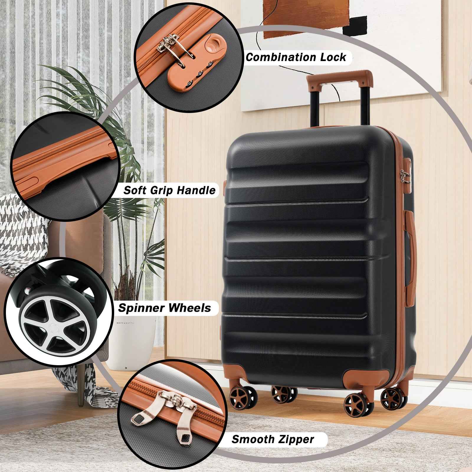 Hardshell ABS Luggage Set - Lightweight & Durable Suitcases with Dual Spinner Wheels, Carry-On & Check-In Sizes for Travel & Business
