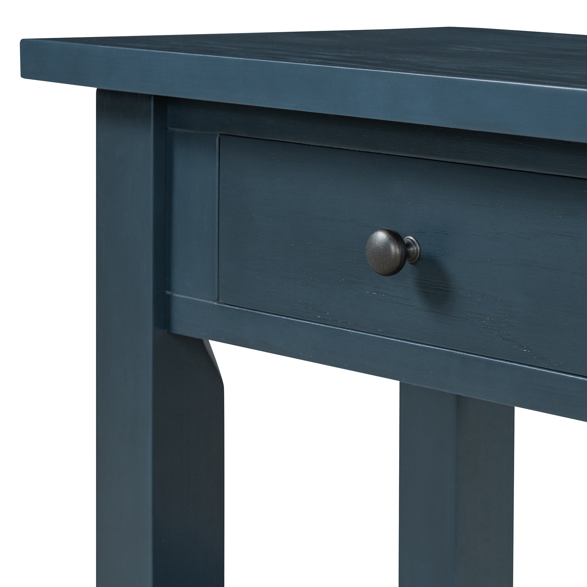 TREXM Retro Console Table with Drawer and Two Sturdy Shelves for Entryway, Living Room (Navy)