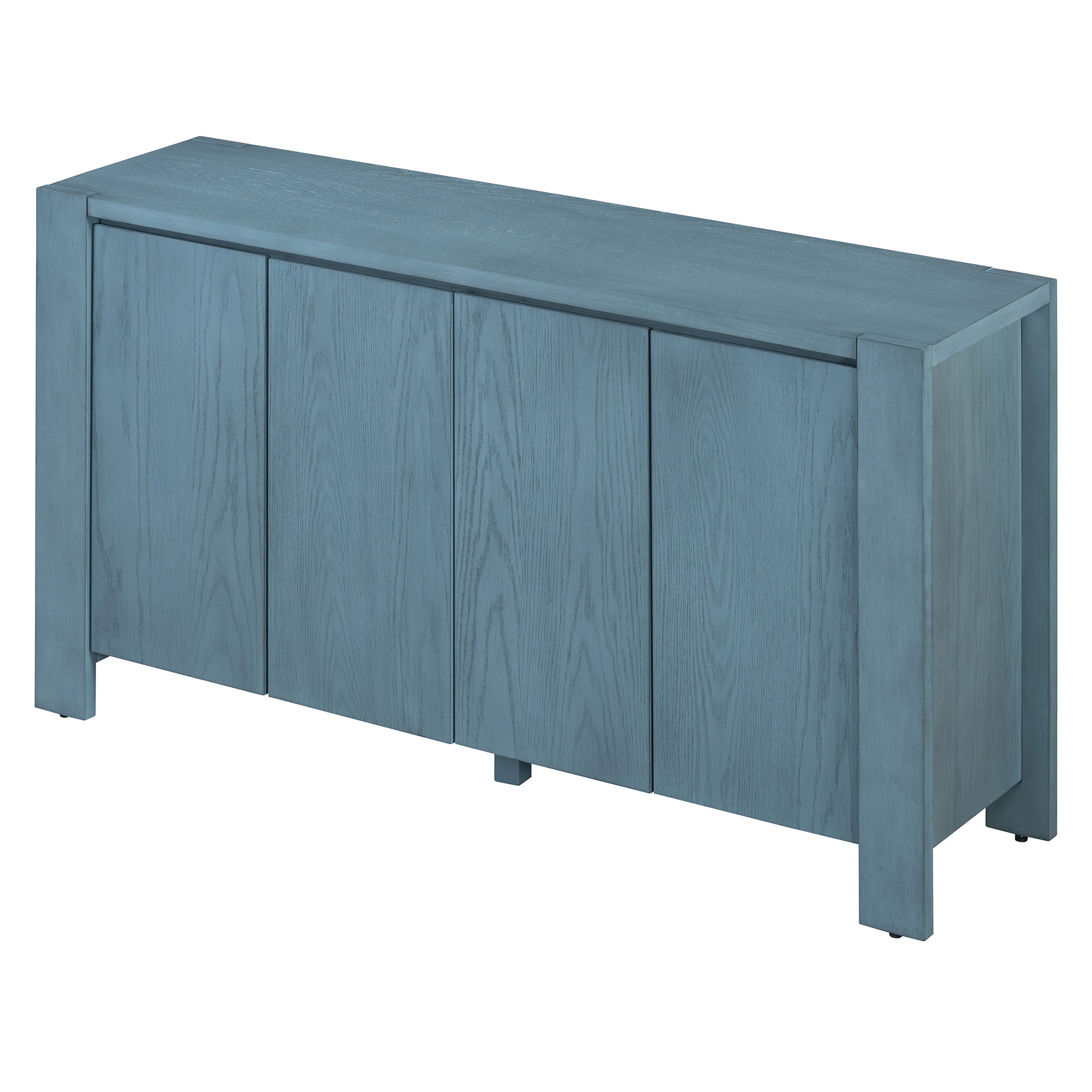 TREXM Retro 4-door Sideboard with Distressed Finish and Adjustable Shelves for Dining Room, Kitchen, and Living Room (Navy)