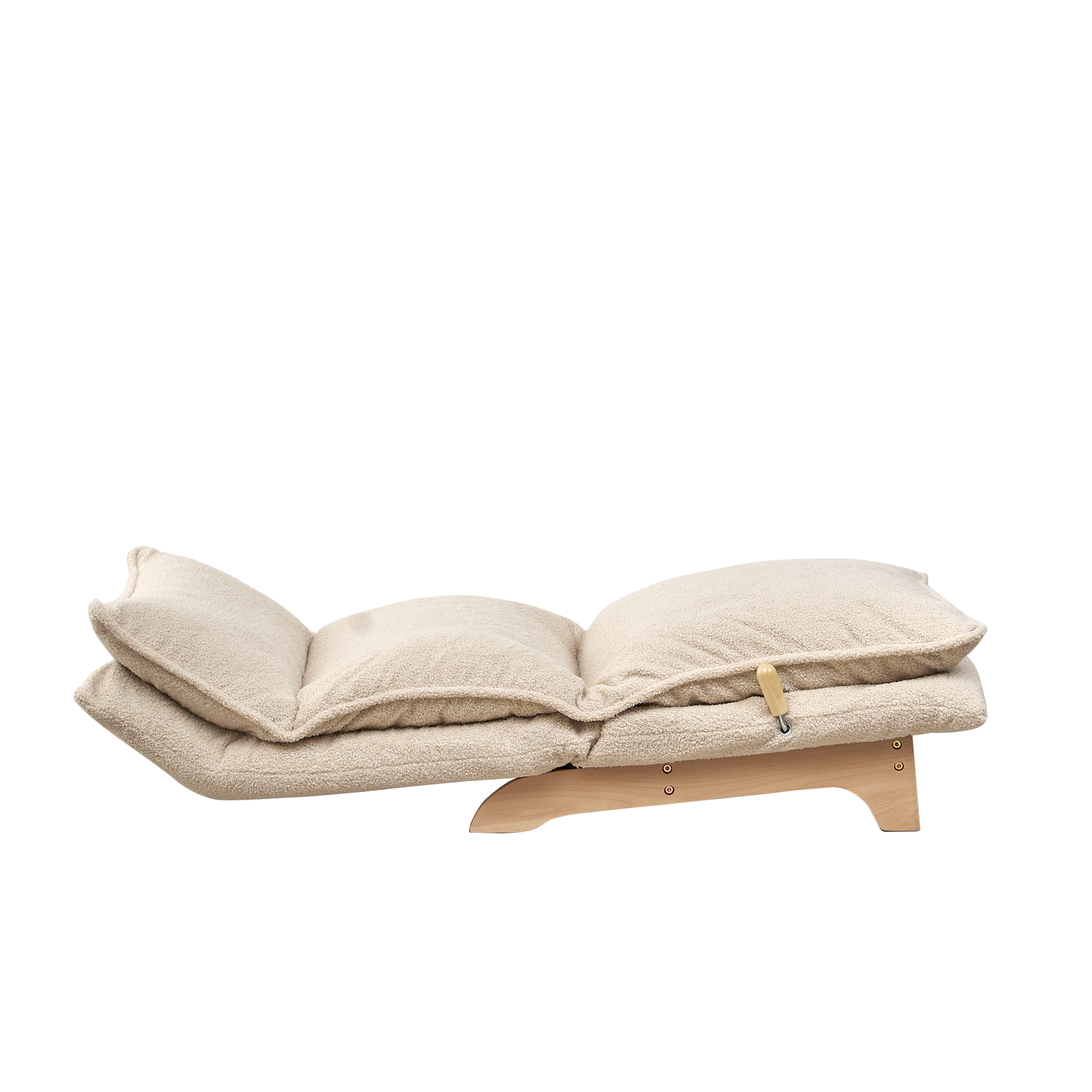 Foldable Metal Frame - Beige Reclining Single Sofa Chair for Bedroom or Balcony - Lazy Leisure Lounge Chair