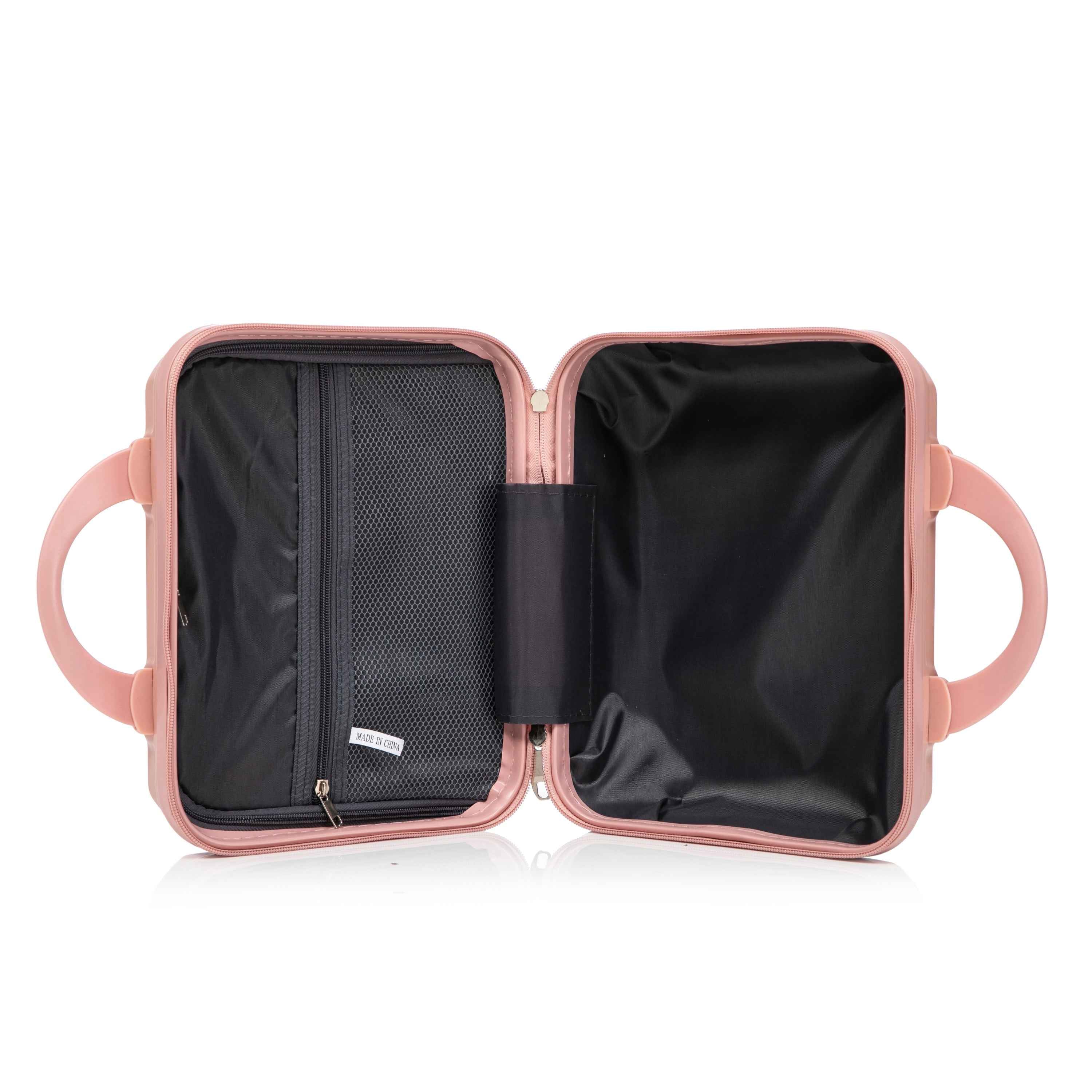 14'/20' 2 pcs/set in ABS Spinner Wheel Luggage, with Combination Lock,14' Cosmetic Case (Pink)
