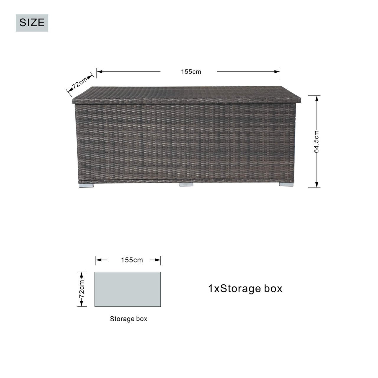 130 Gallon Capacity Outdoor Wicker Storage Box PE Wicker with Iron Frame (PA-3256M-I) - Direct Wicker
