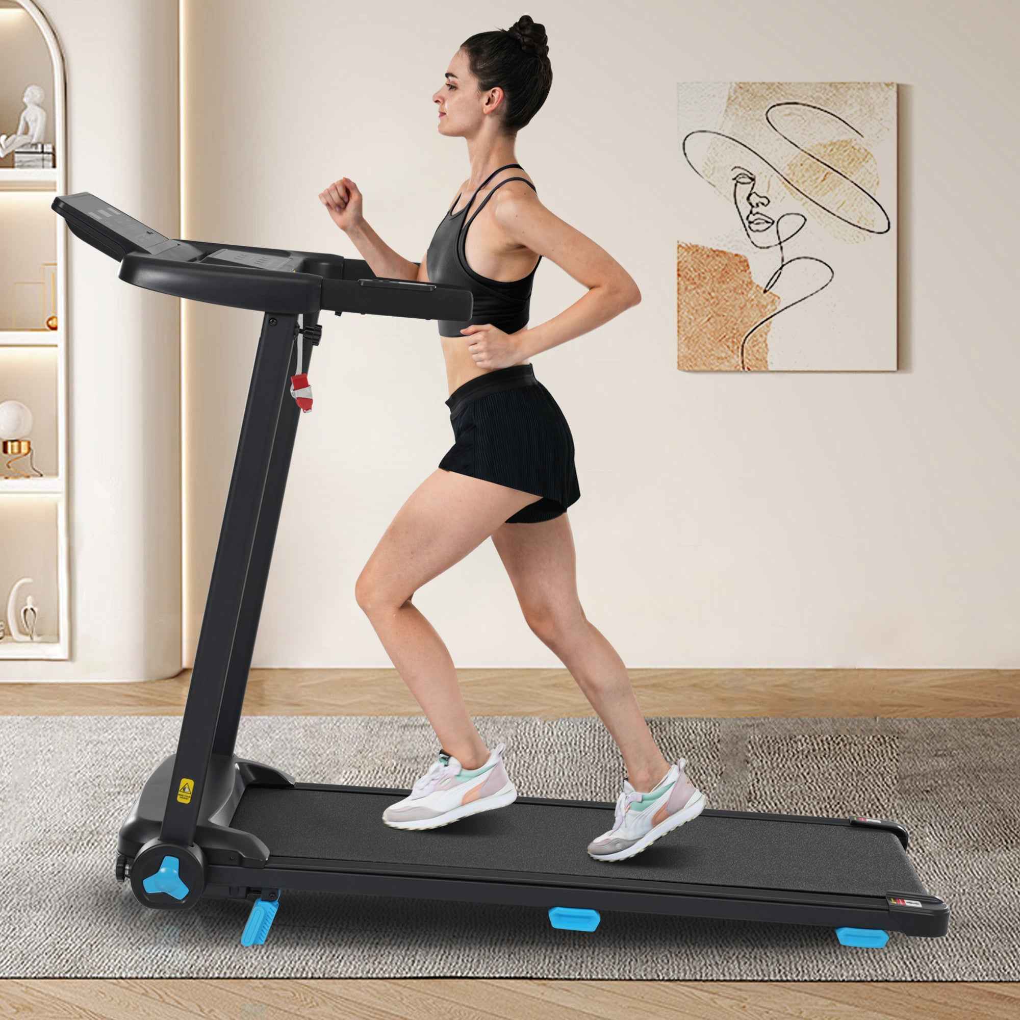 Folding Treadmills for Home Small, 3.0HP Portable Treadmill with 8% Incline,10MPH Walking Pad with Incline, 300 LBS Walking Pad Treadmills with Bluetooth, Heart Rate Sensors,Charge Station