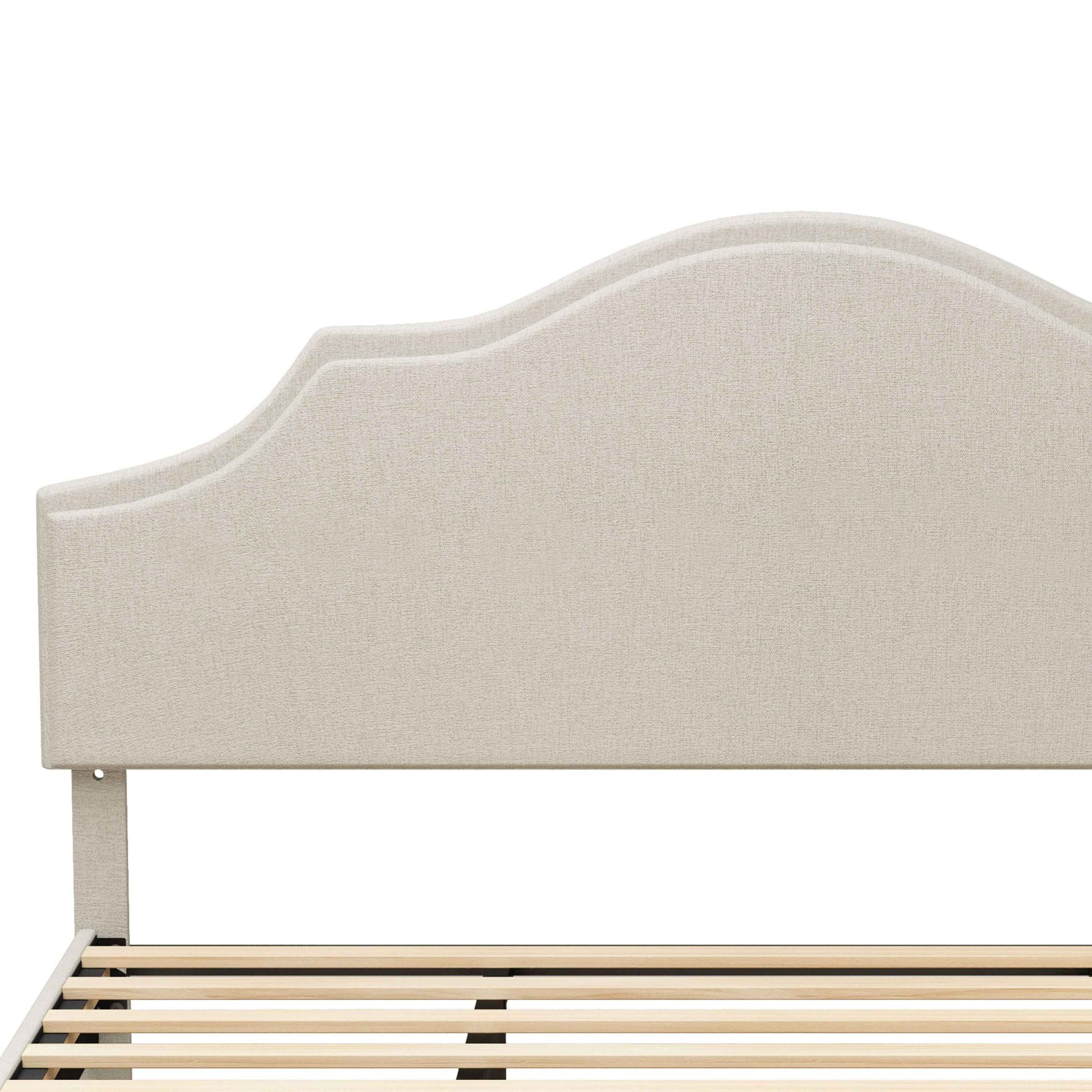 Queen Size Bed Frame Upholstered Platform Bed with Adjustable Headboard,Linen Fabric Padded,Modern Simple Style Platform Bed No Box Spring Needed, Easy Assembly, Beige