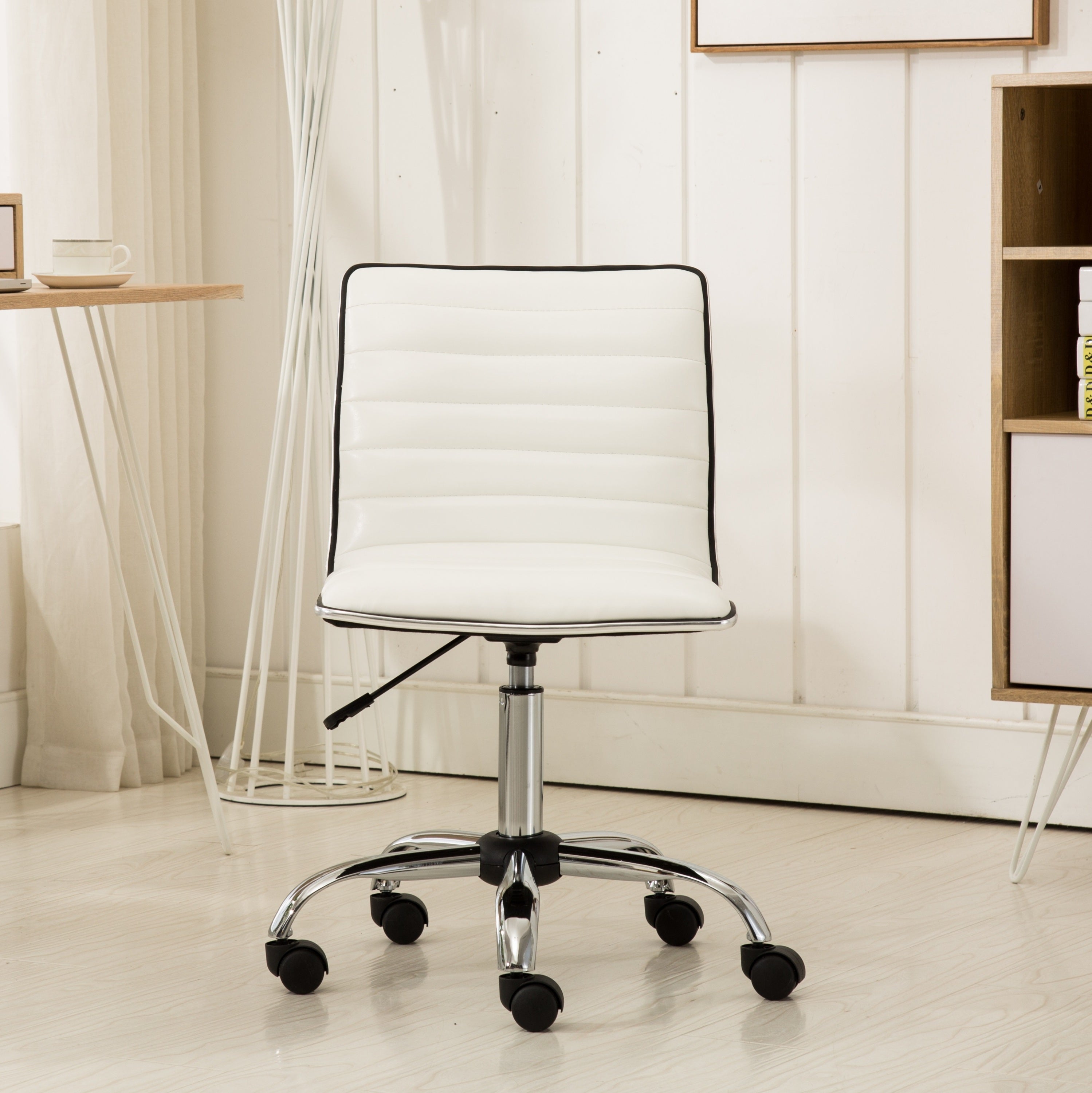 Fremo Chromel Adjustable Air Lift Office Chair, White - Abrihome