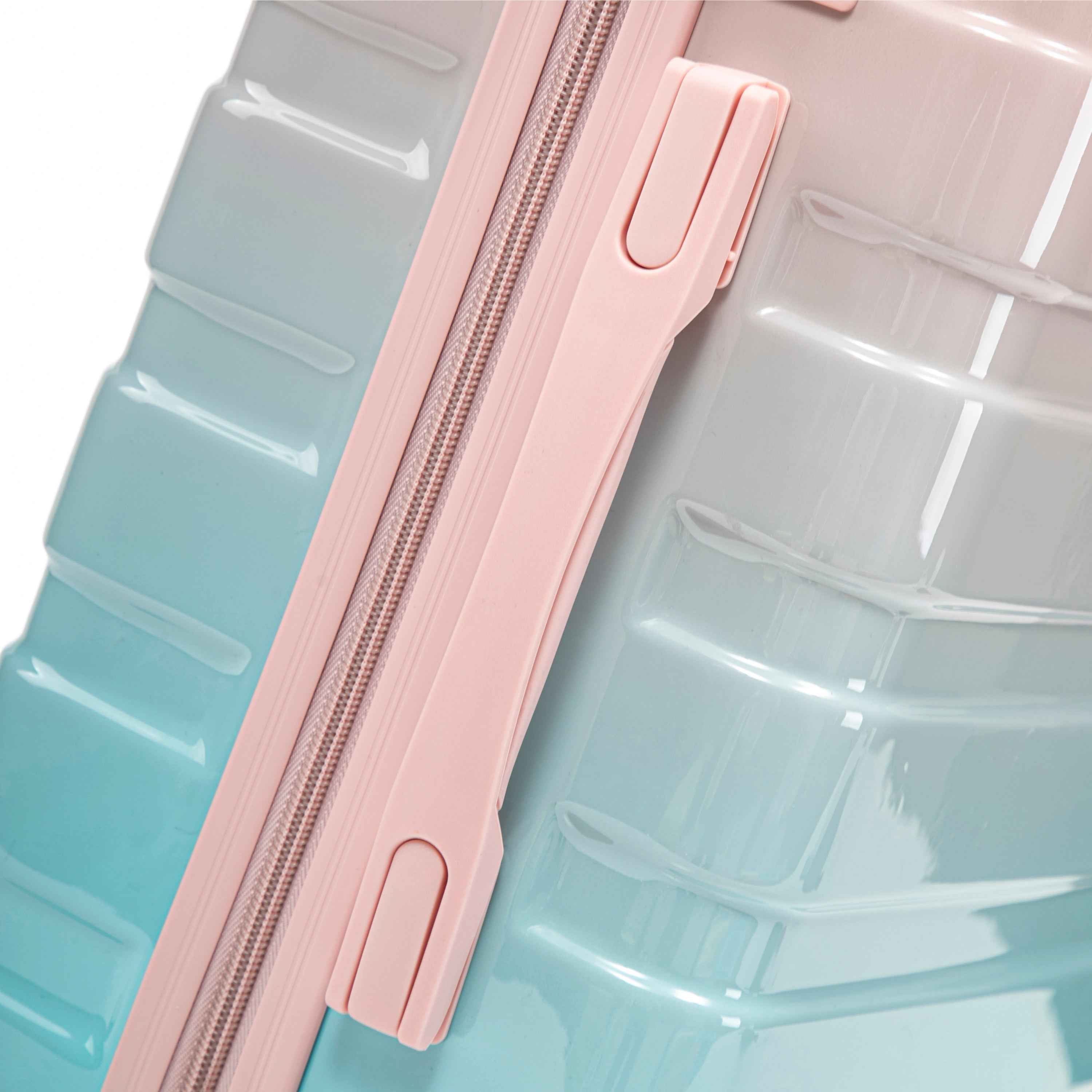 14'/20' 2 pcs/set in PC Spinner Wheel Luggage, Carry on Suitcase, With Gradient Color and Combination Lock(Blue+Pink)