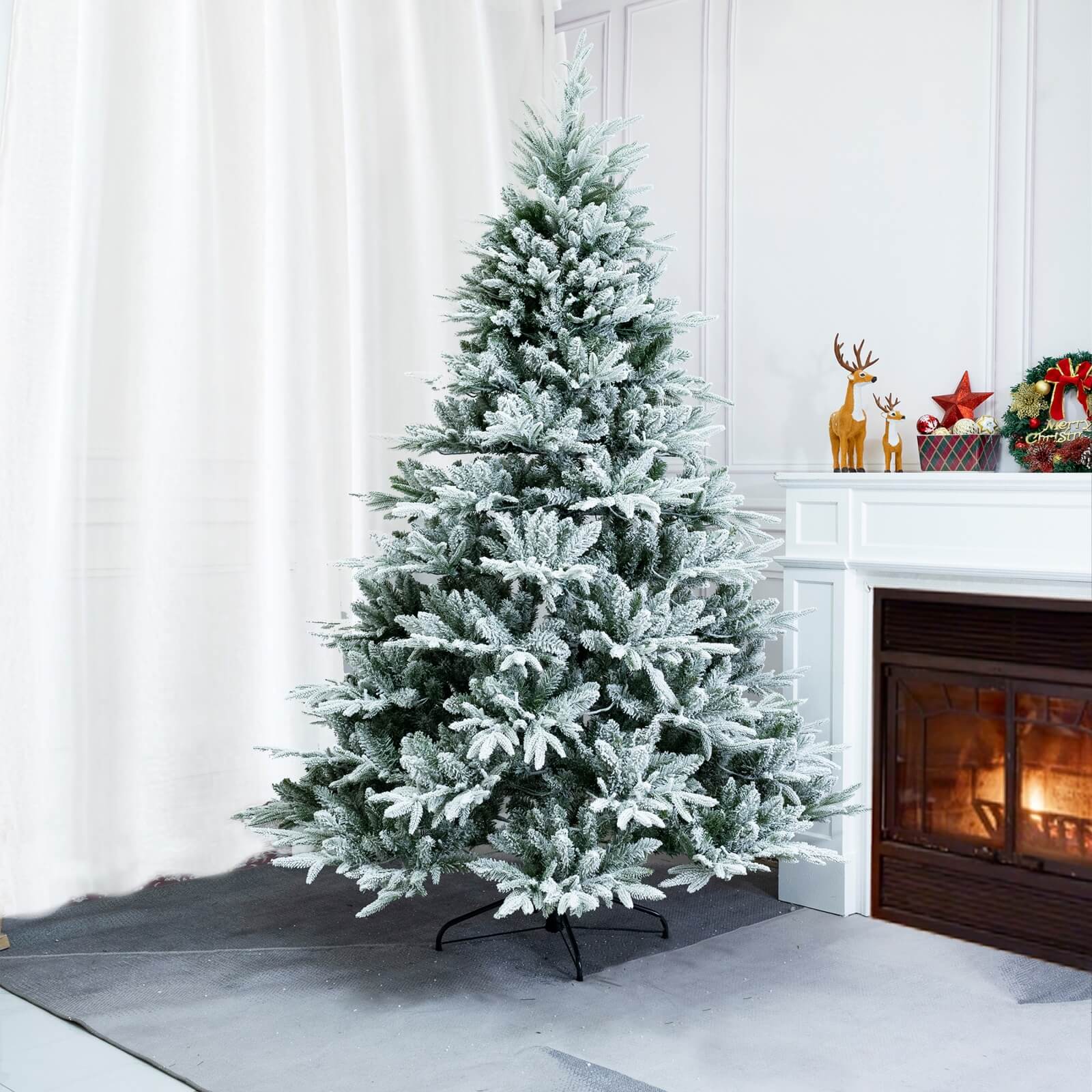 6FT Realistic Snow-Flocked Christmas Tree(PJT-2506-6FT) - Abrihome