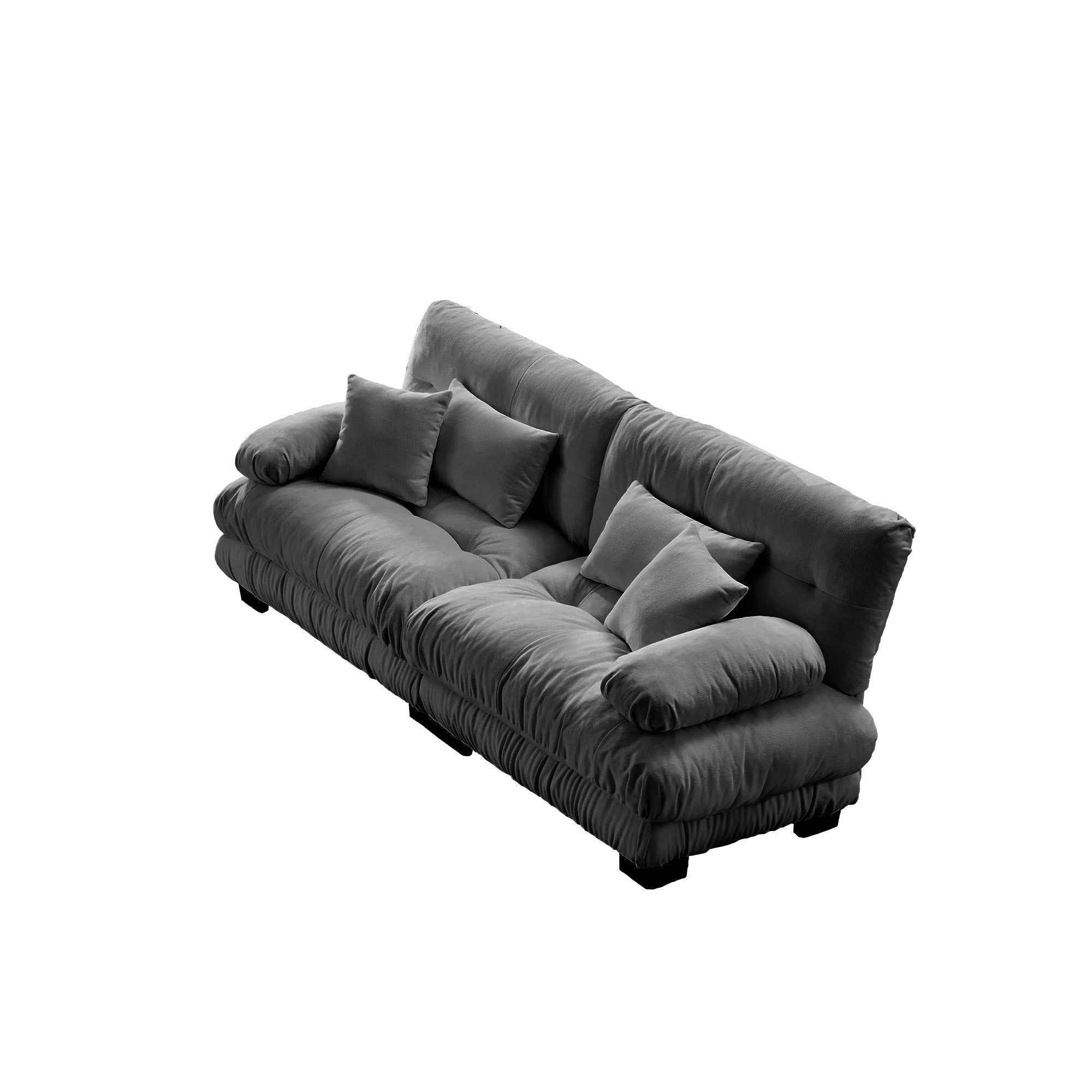 Cloud Couch 2 Seater Sofa for Living Room, Chenille 2 - Seat sofa with 2 Lumbar pillows and 2 throw pillows,Chenille Gray