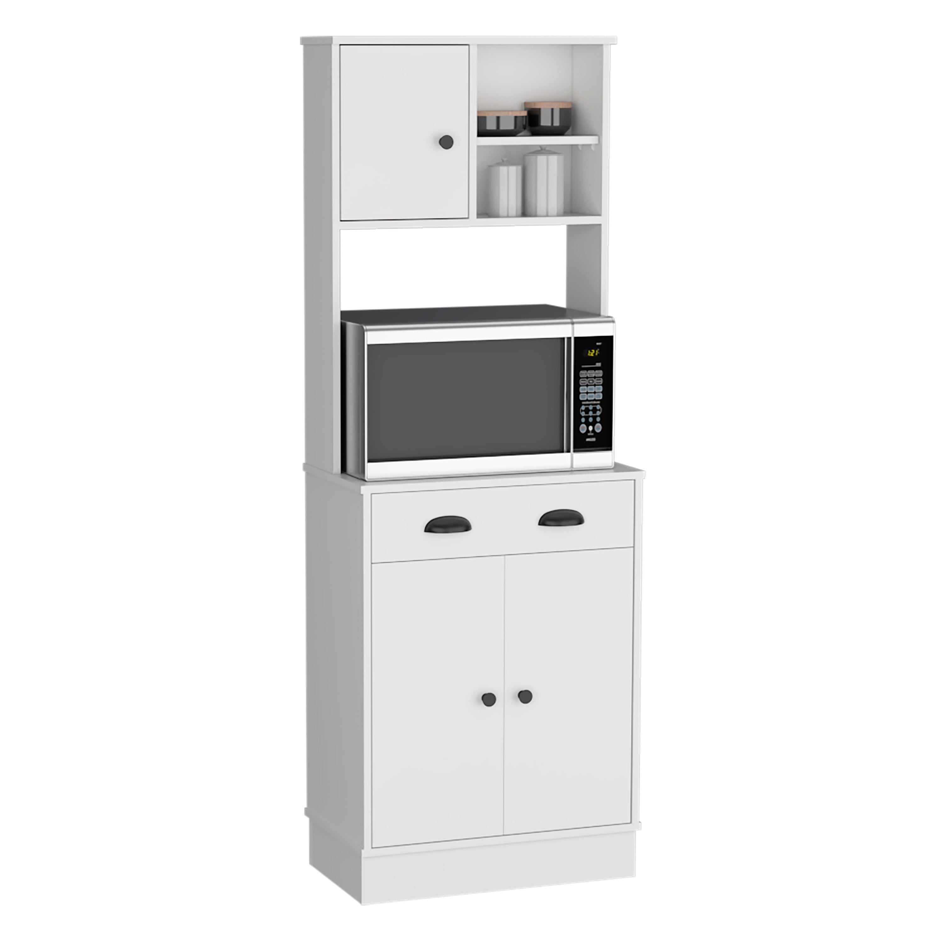 Pantry Cabinet with Drawer and 3-Doors, White -Kitchen