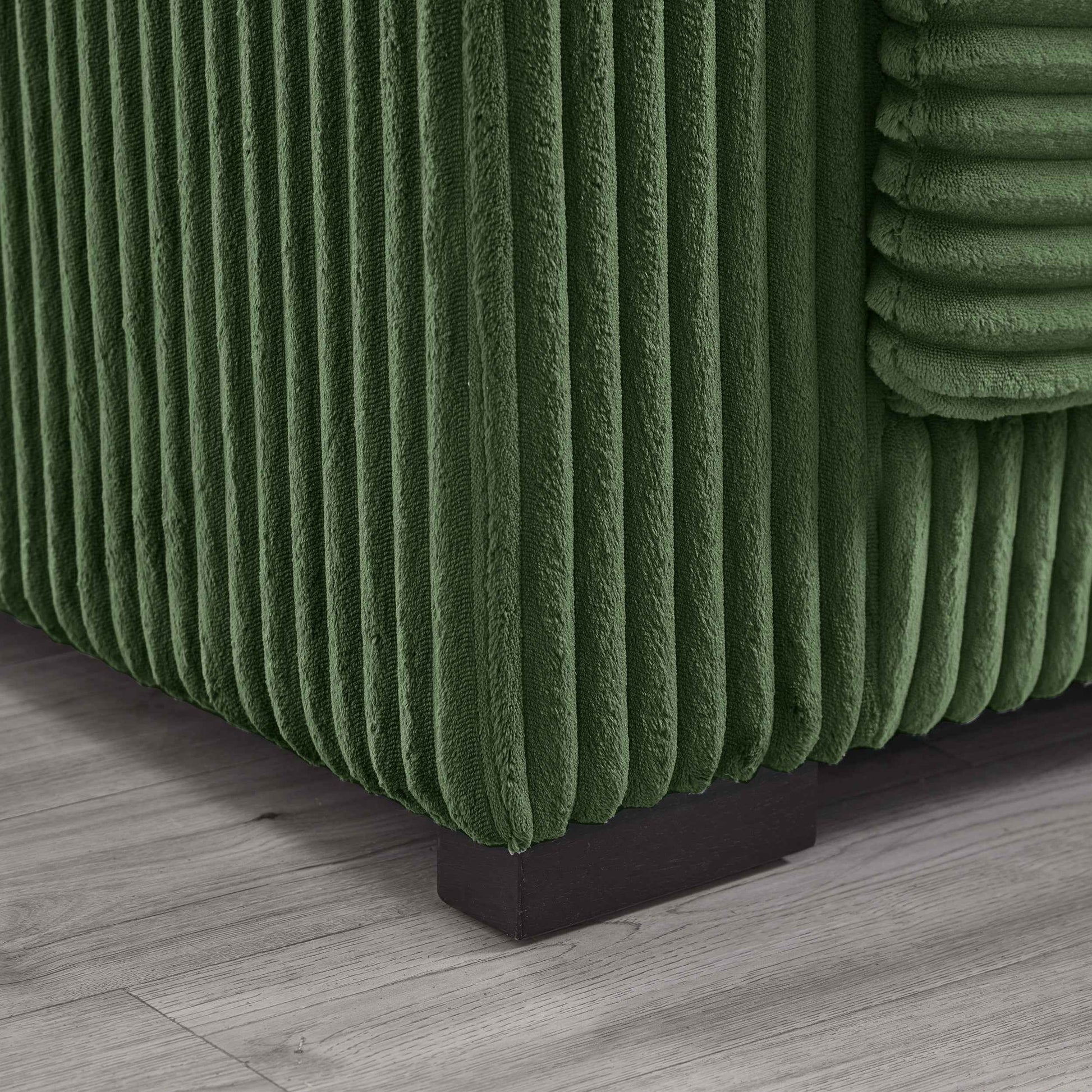 93' Sectional Sofa, L Shaped Sofa Couch with Reversible Chaise Lounge, Upholstered Soft Corduroy Couch for Living Room, Apartment (Green)