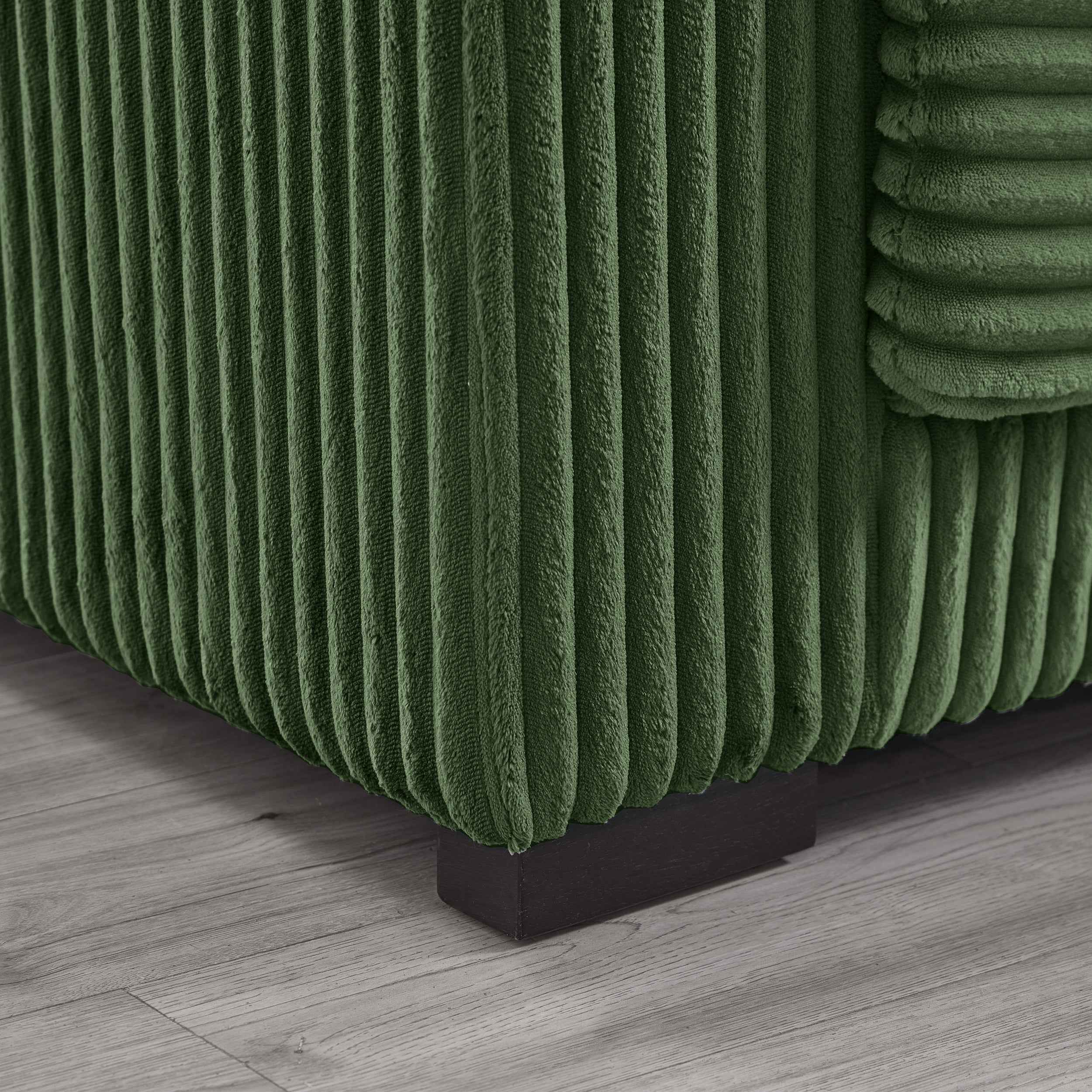 93' Sectional Sofa, L Shaped Sofa Couch with Reversible Chaise Lounge, Upholstered Soft Corduroy Couch for Living Room, Apartment (Green)
