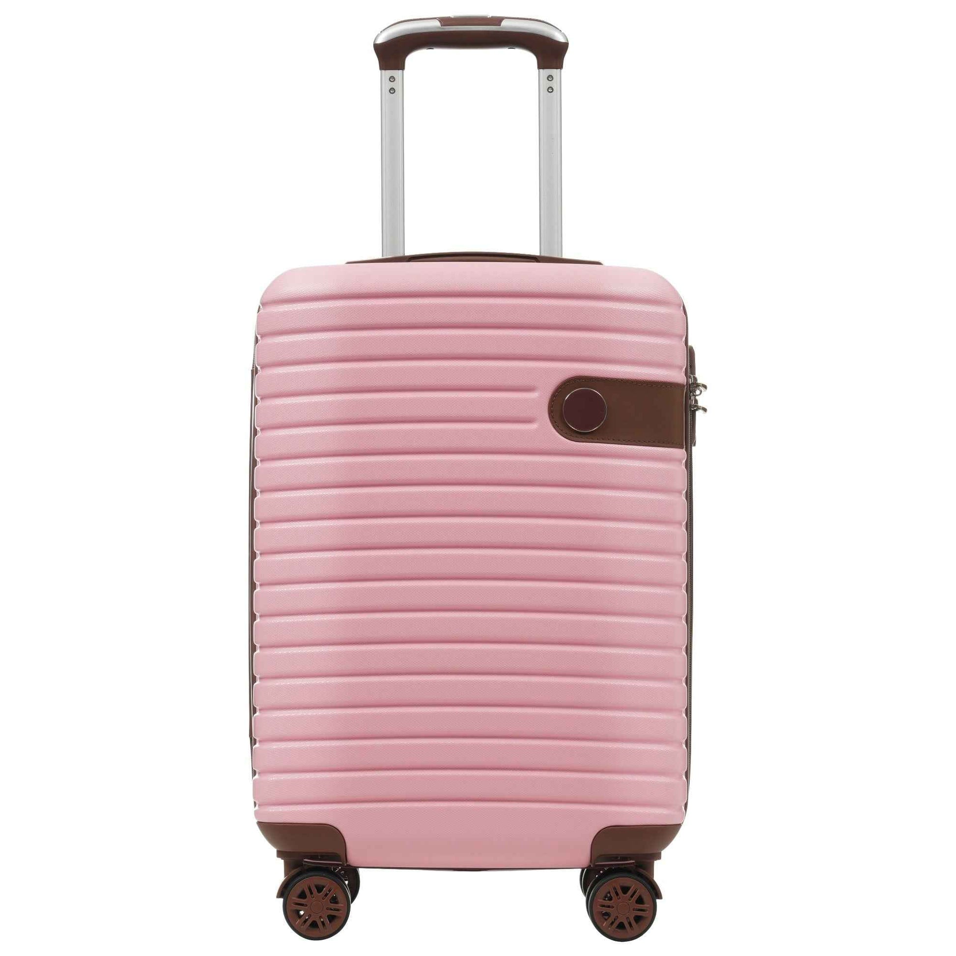 Luggage Sets 3 Piece Carry on Luggage 22x14x9 Airline Approved, Lightweight Hardshell ABS Suitcases with Wheels, 20 inch, Pink