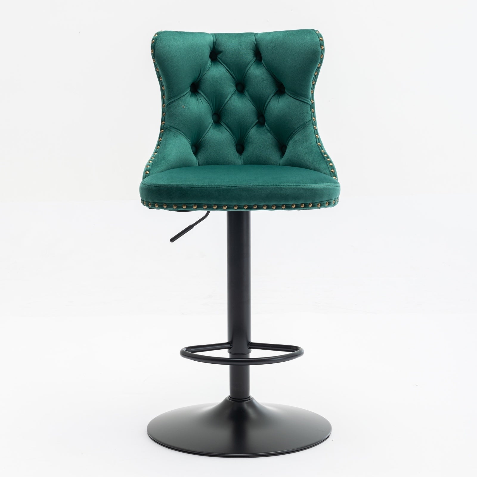 Swivel Velvet Barstools Adjusatble Seat Height from 25-33 Inch,17.7inch base, Modern Upholstered Bar Stools with Backs Comfortable Tufted for Home Pub and Kitchen Island,Green,Set of 2,SW1812GN