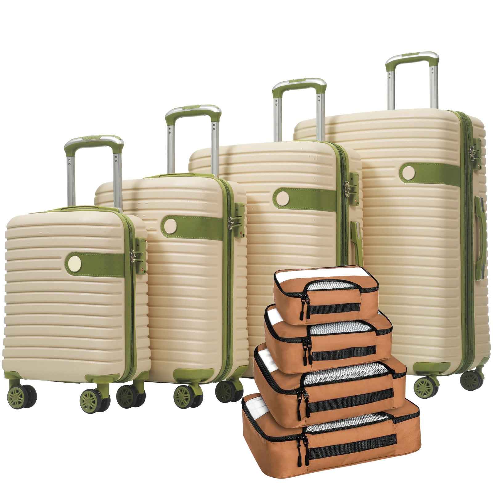 4 Piece Luggage Set Suitcase Set, ABS Hard Shell Lightweight Expandable Travel Luggage with 4 Packing Cubes, TSA Lock, Spinner Wheels for Men Women(16/20/24/28)