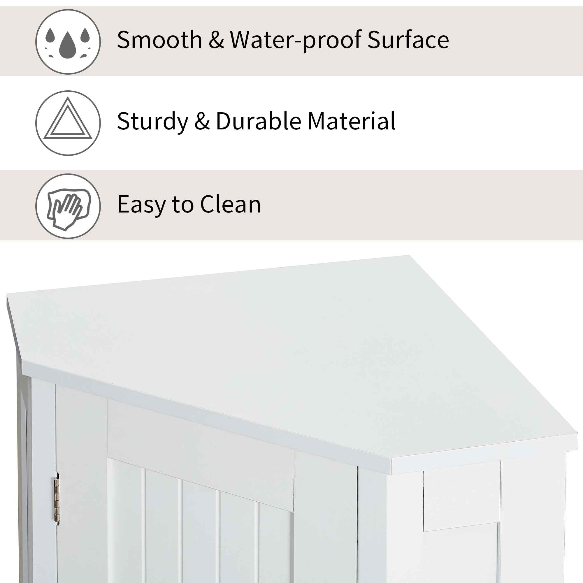 White Bathroom Cabinet Triangle Corner Storage Cabinet with Adjustable Shelf Modern Style MDF Board (Old SKU:WF291477AAK)
