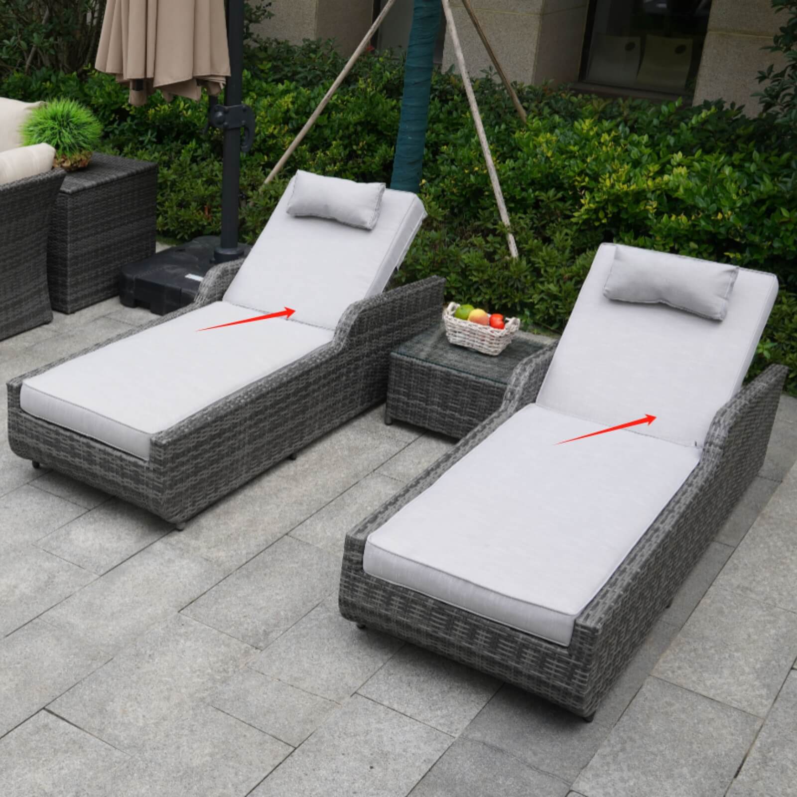 Gray Cushions for Outdoor Chaise Lounge PAL-1127B - Abrihome