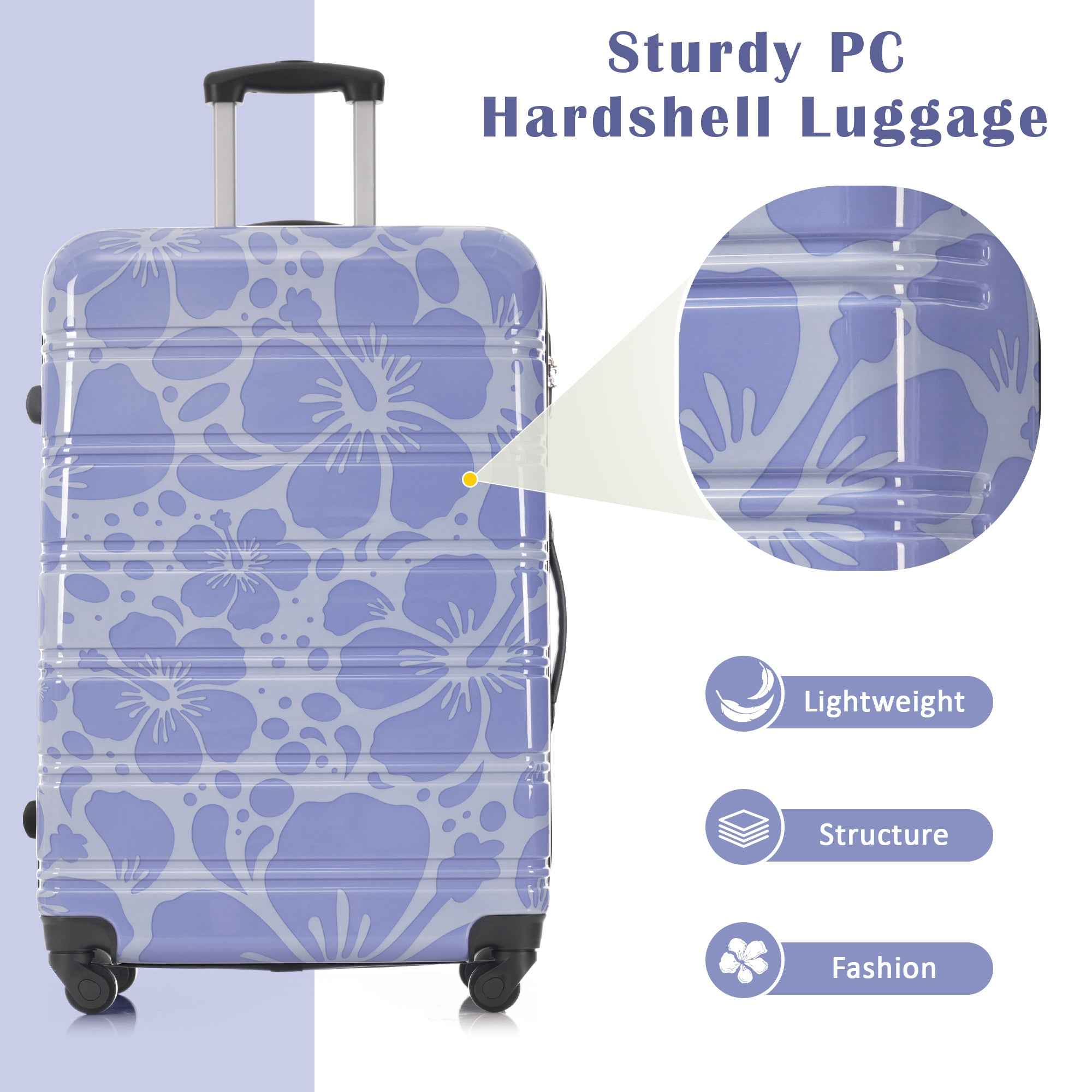 Hardshell Luggage Sets 3 pcs Spinner Suitcase with TSA Lock Lightweight-20'+24'+28' Luggages