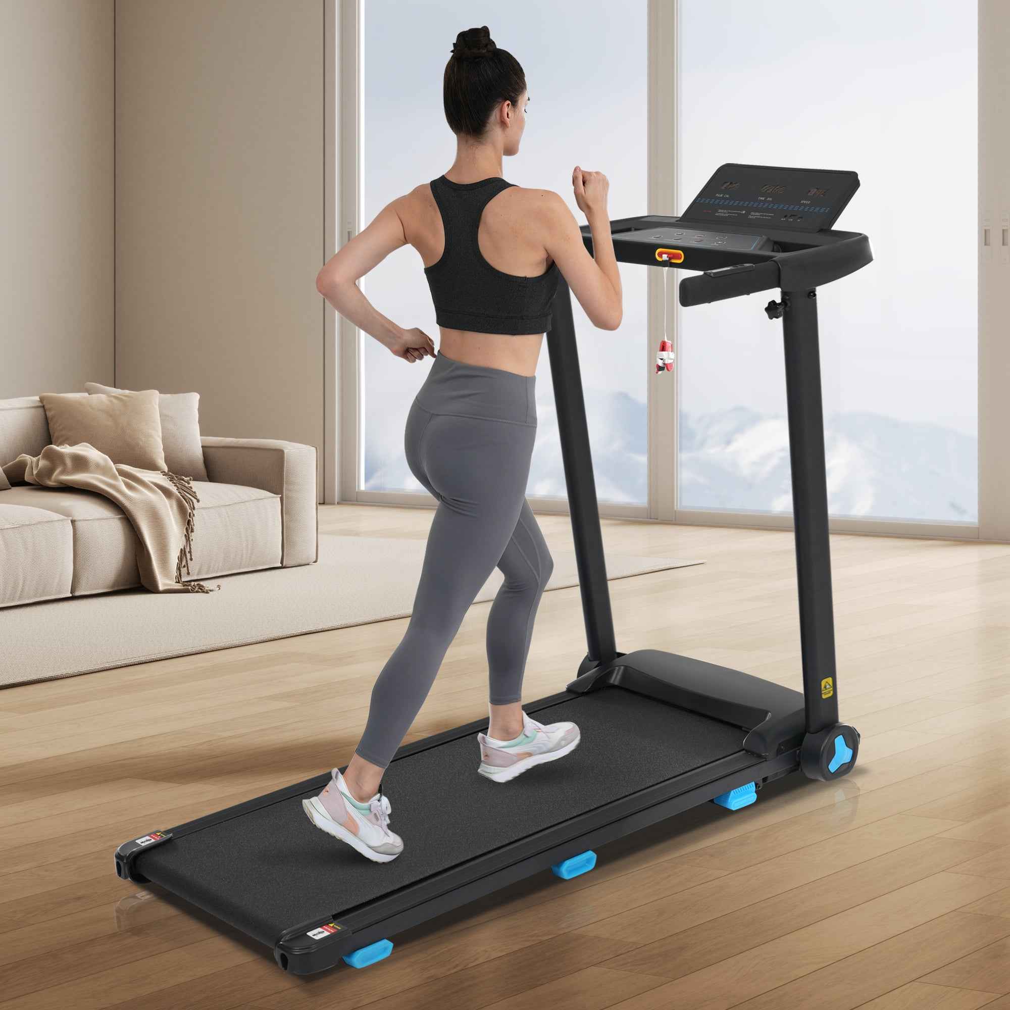 Folding Treadmills for Home Small, 3.0HP Portable Treadmill with 8% Incline,10MPH Walking Pad with Incline, 300 LBS Walking Pad Treadmills with Bluetooth, Heart Rate Sensors,Charge Station
