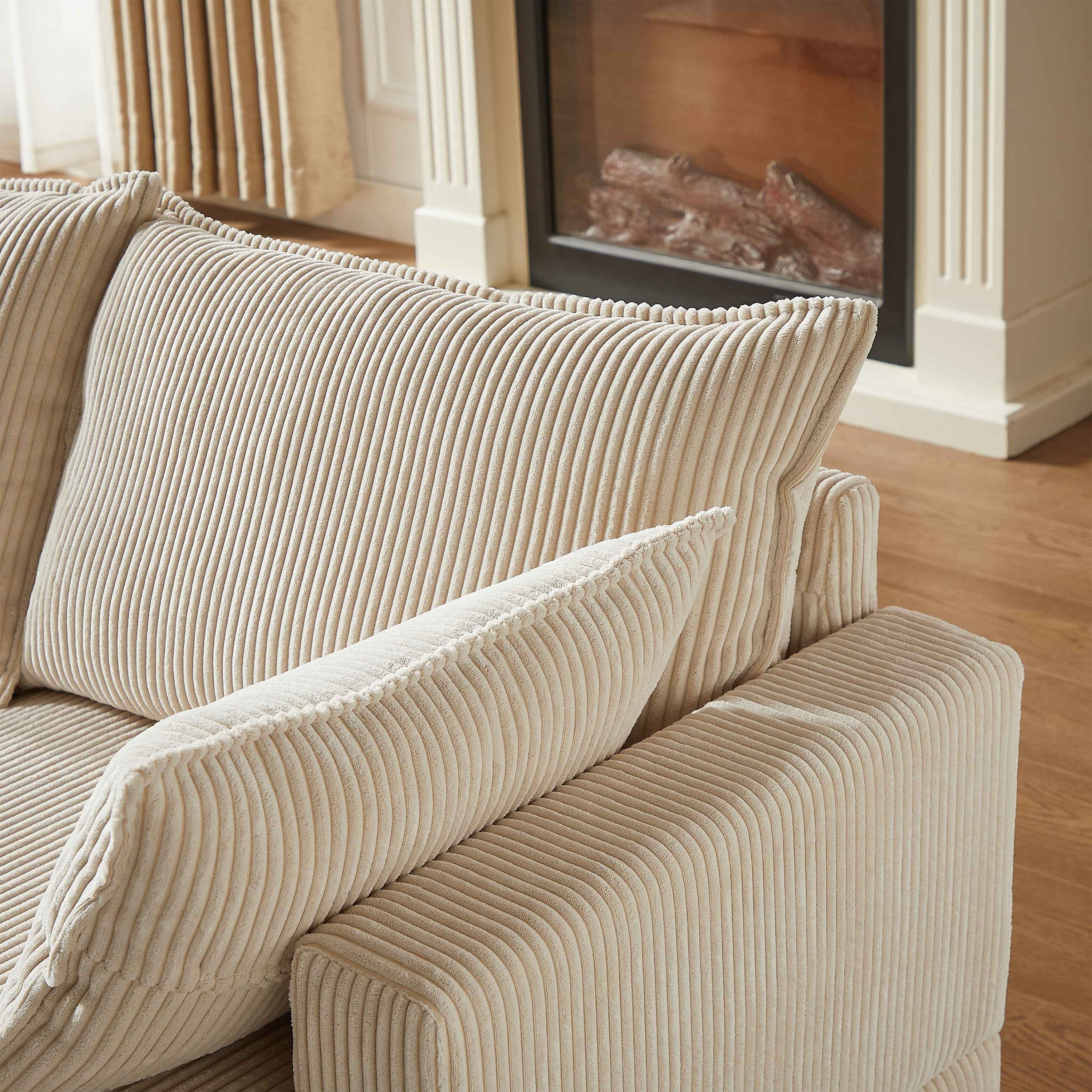 113.5'' Modular Sectiona Corduroy Sofa, Sectional Couches for Living Room U Shaped Sectional Couch with Storage Ottoman, 6 Seats Convertible Sectionals with Chaise