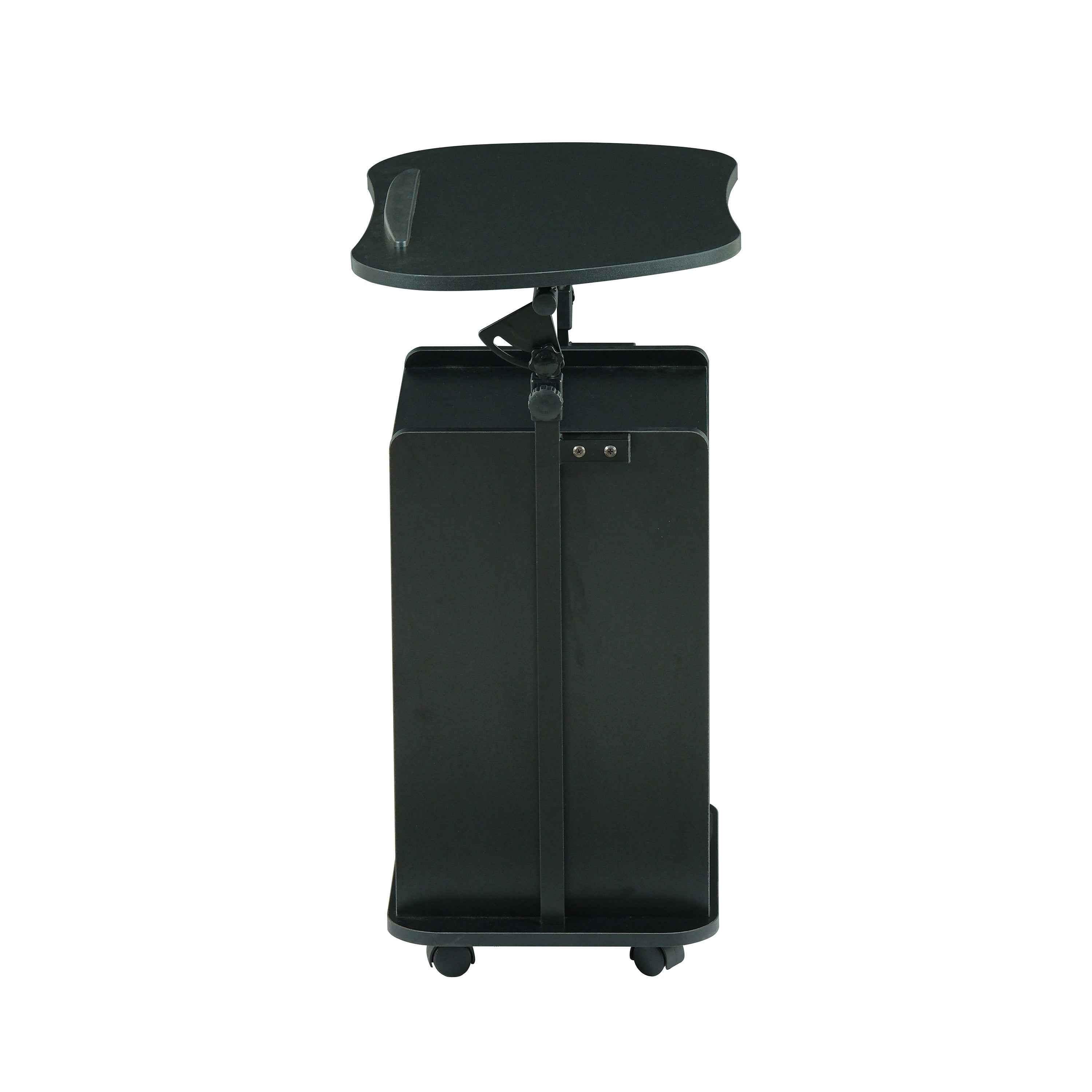 Techni Mobili Sit-to-Stand Rolling Adjustable Laptop Cart With Storage, Black