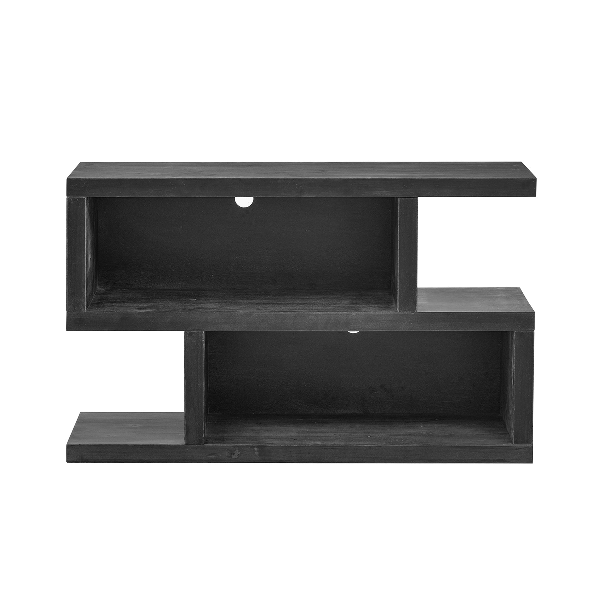 TREXM Retro Console Table with Symmetrical 2-Tier Open Shelf for Entryway and Living Room (Black)