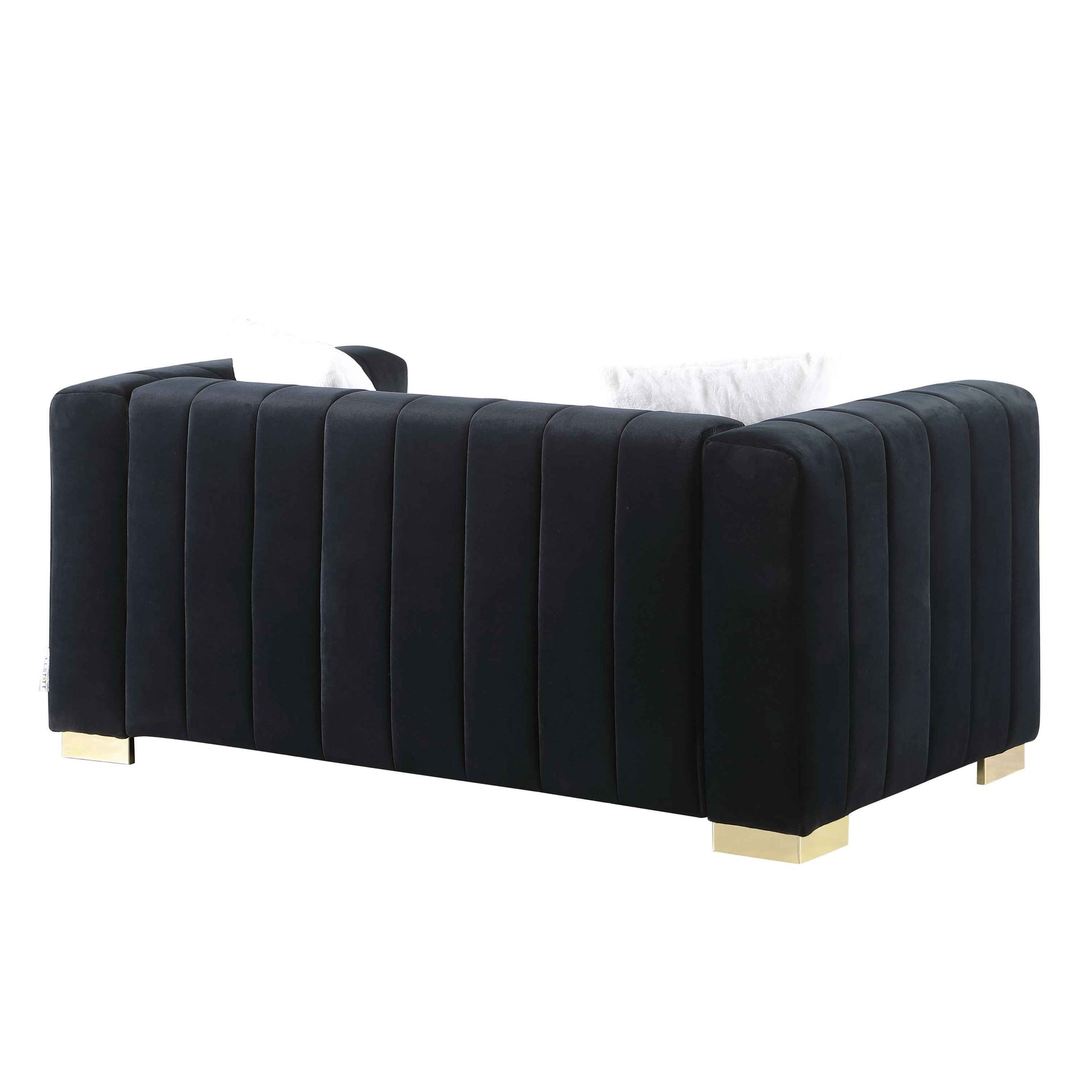 A modern  channel sofa  take on a traditional Chesterfield,Black color,3 seater