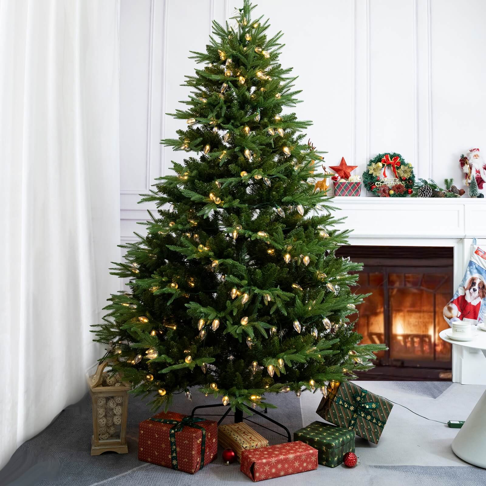 7FT Artificial Christmas Tree with Realistic PE PVC(PJT-2504-7FT) - Abrihome