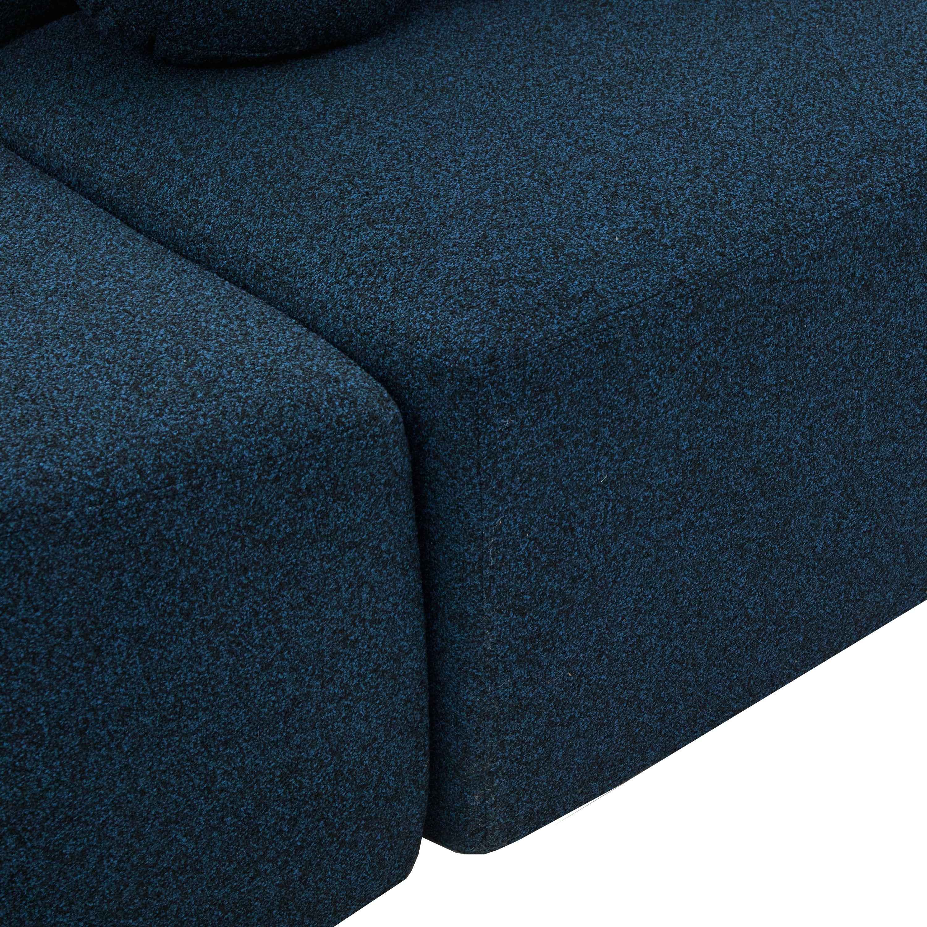 Boneless Couch Modular Sectional Sofa with Deep Seating and Curved Design in Blue Boucle, 114.9 Inches