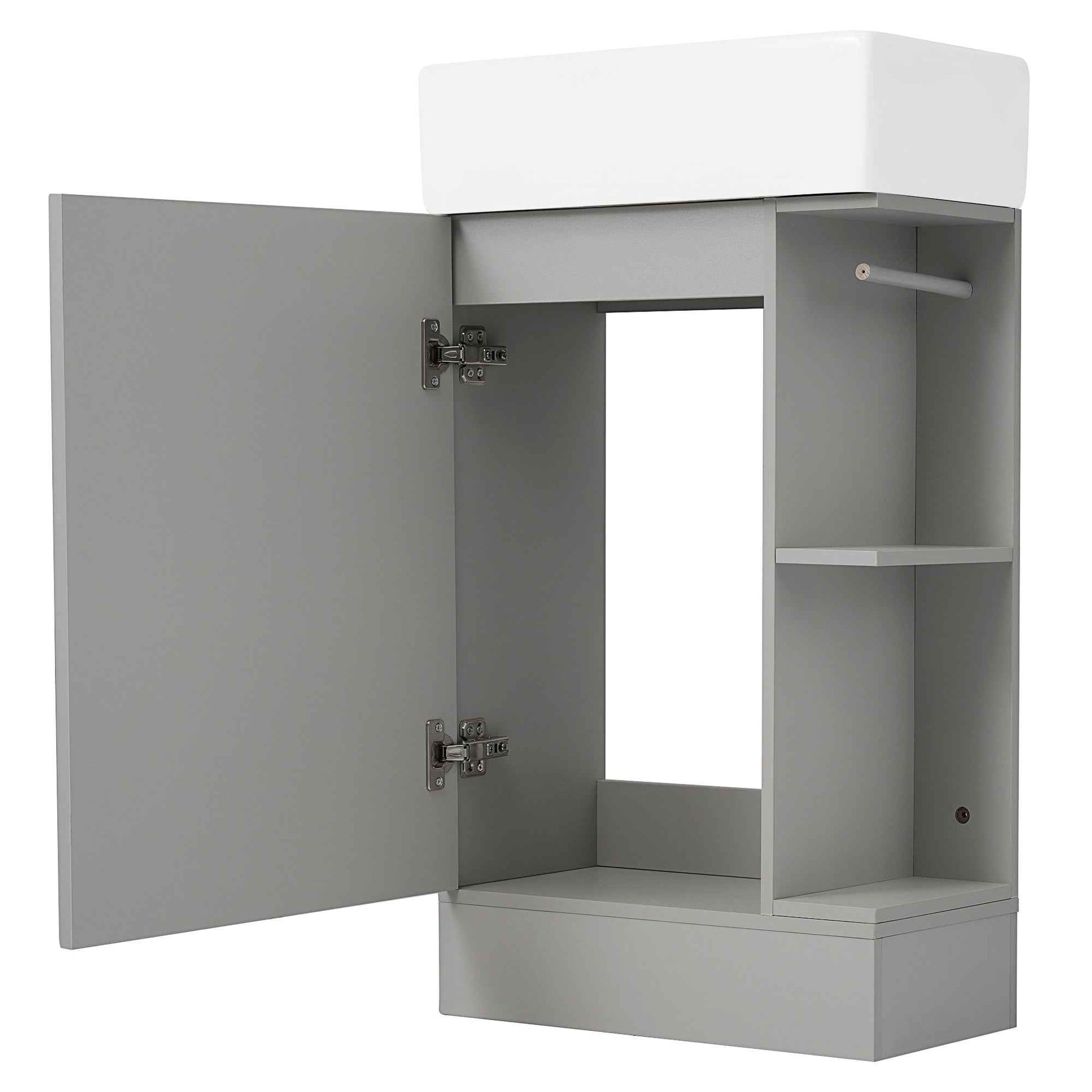18.6' Bathroom Vanity with Sink, Bathroom Vanity Cabinet with Two-tier Shelf, Left or Right Orientation, Grey  (Old Sku:WF308491AAE)