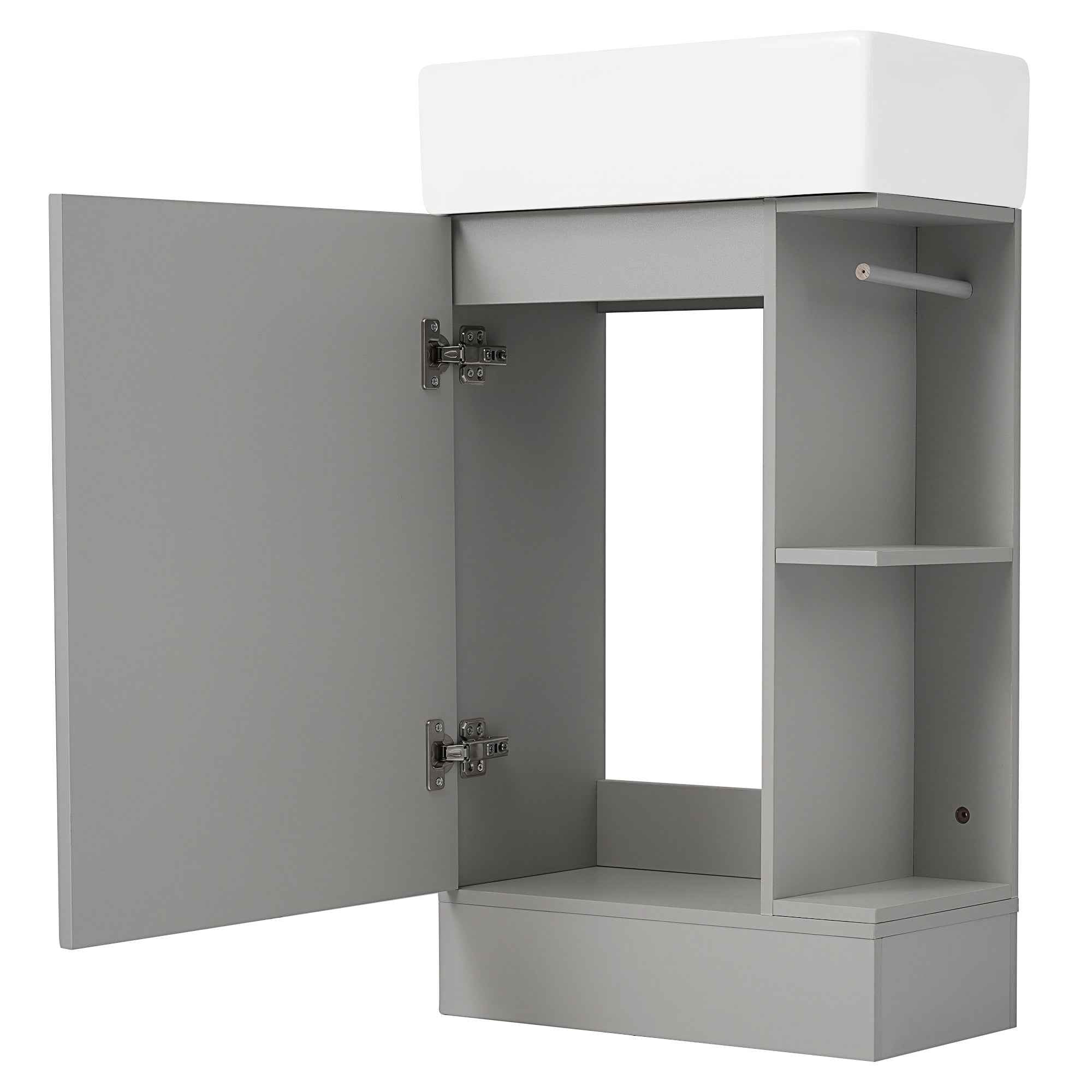 18.6' Bathroom Vanity with Sink, Bathroom Vanity Cabinet with Two-tier Shelf, Left or Right Orientation, Grey  (Old Sku:WF308491AAE)