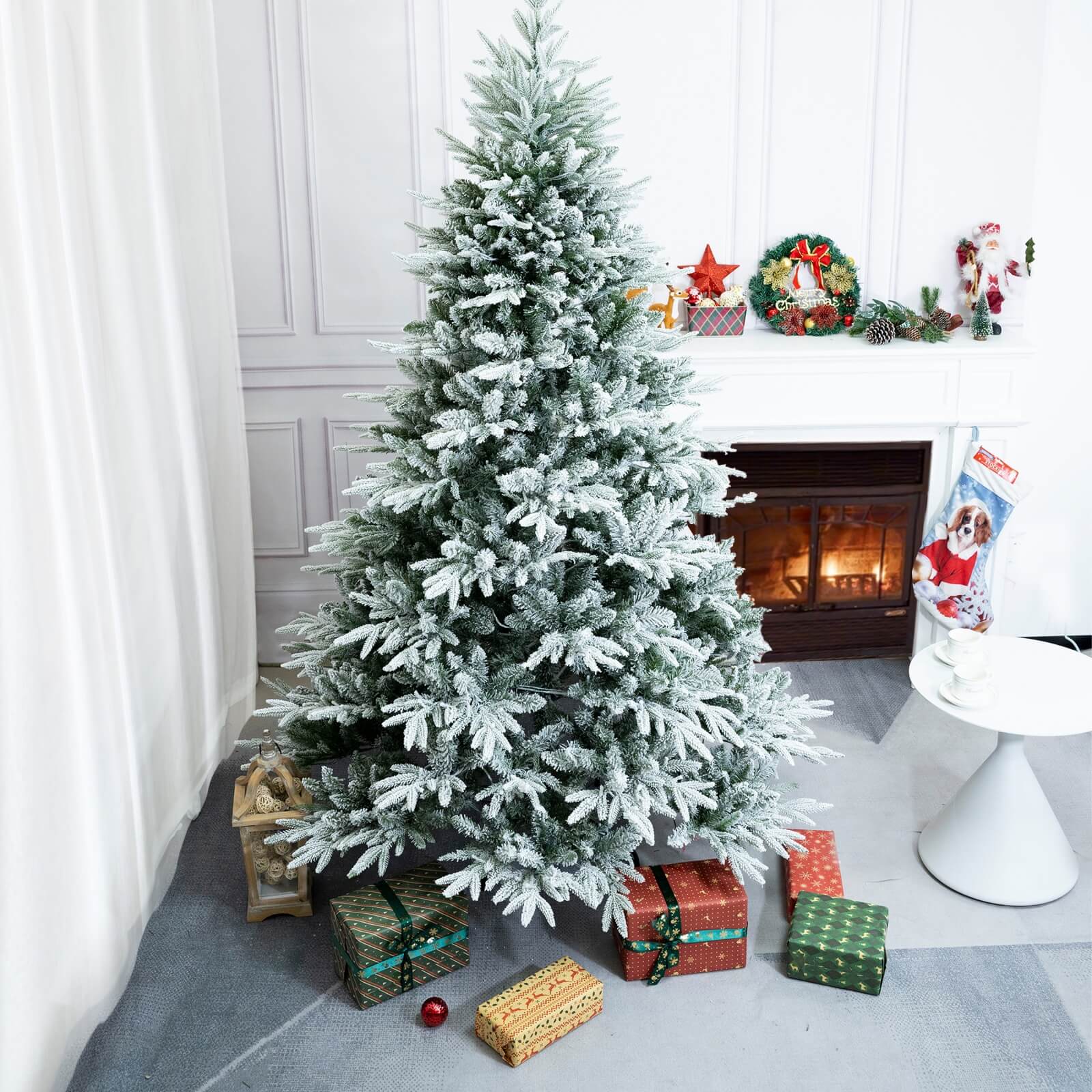 6FT Realistic Snow-Flocked Christmas Tree(PJT-2506-6FT) - Abrihome