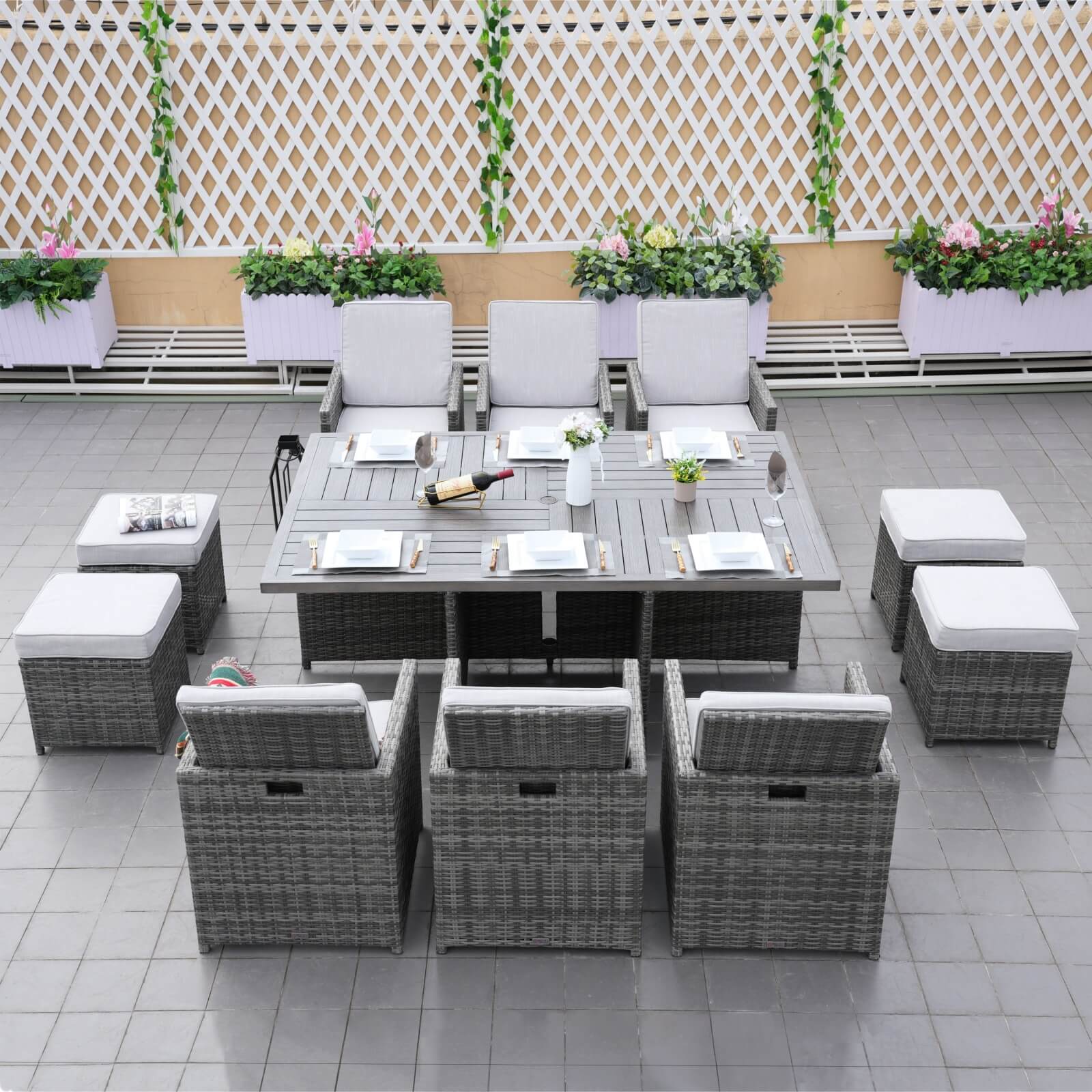 6-Seat Rectangular OutdoorDining Table—Table Only(PAD-3234-TA) - Abrihome
