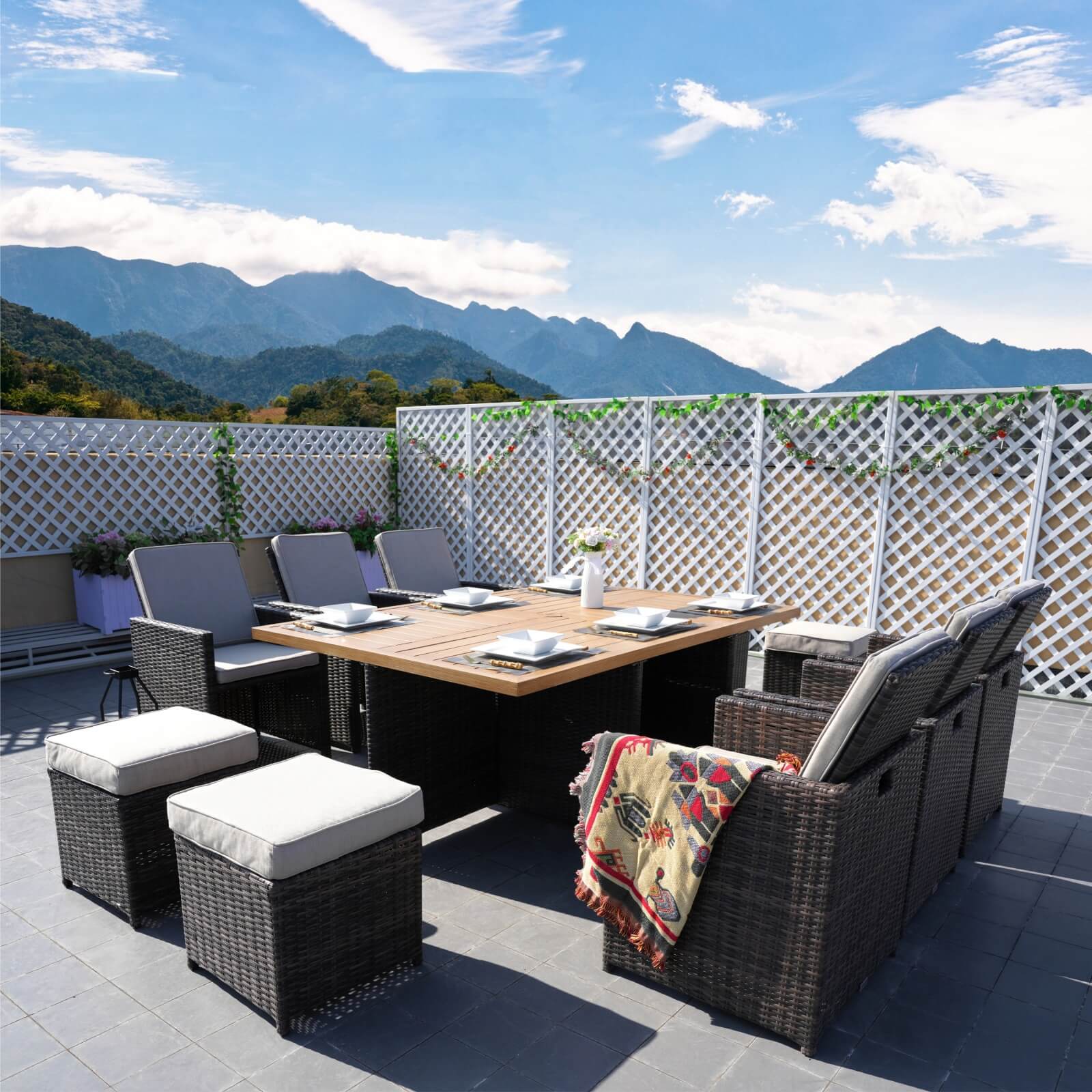 6-Seat Rectangular OutdoorDining Table—Table Only(PAD-3234-TA) - Abrihome